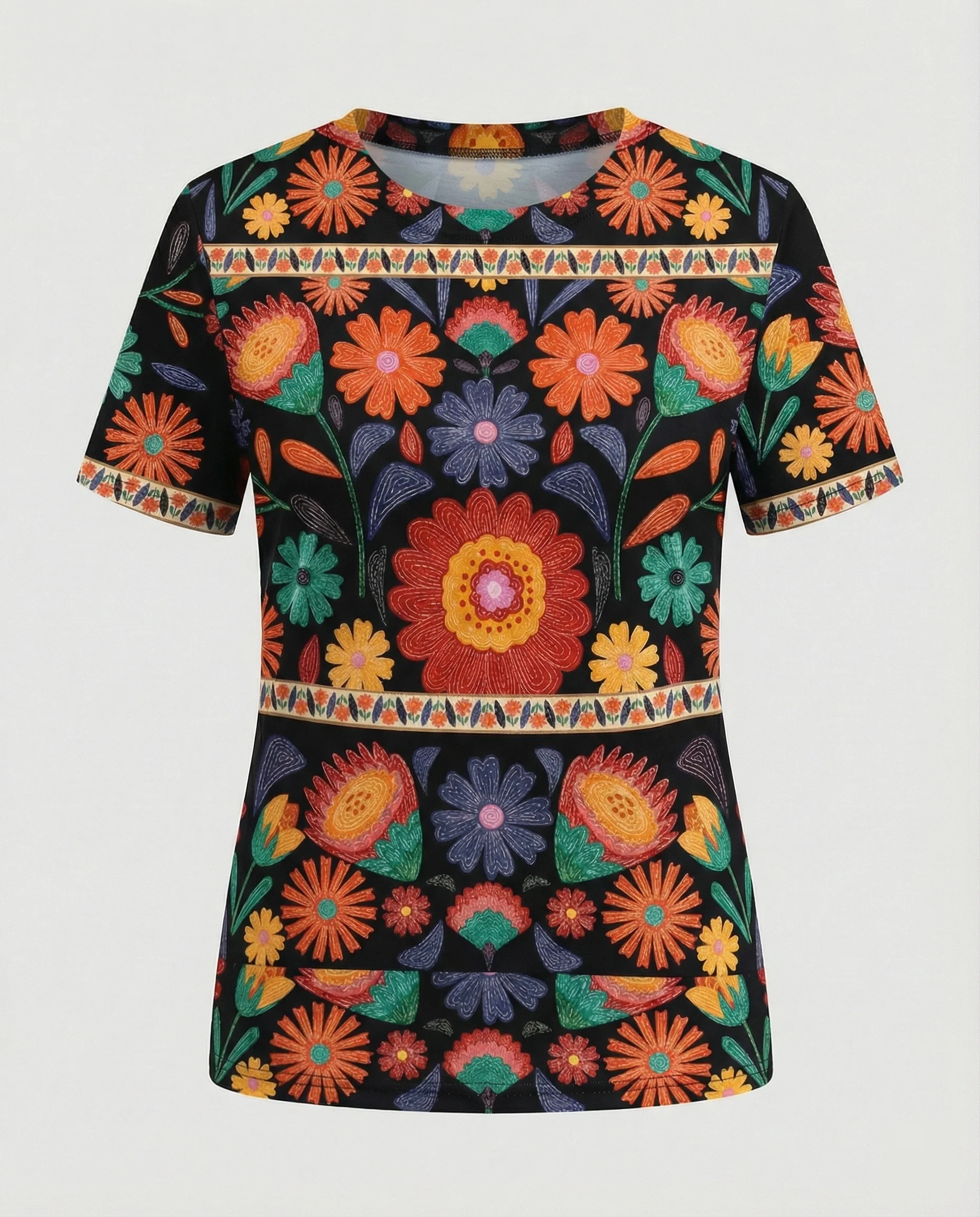 Kurzarmshirt Damen Mit Blumenprint - Image 25