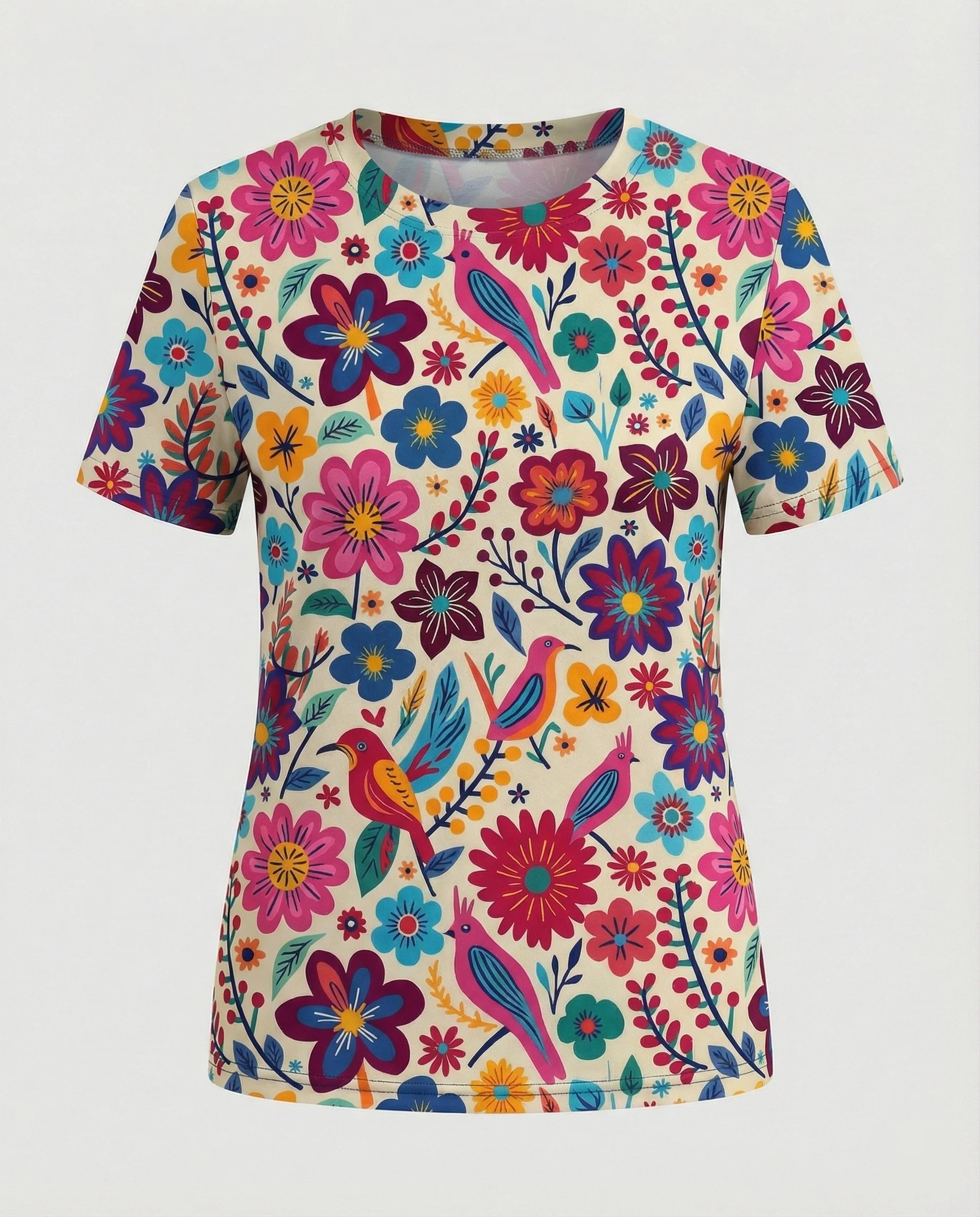 Kurzarmshirt Damen Mit Blumenprint - Image 26