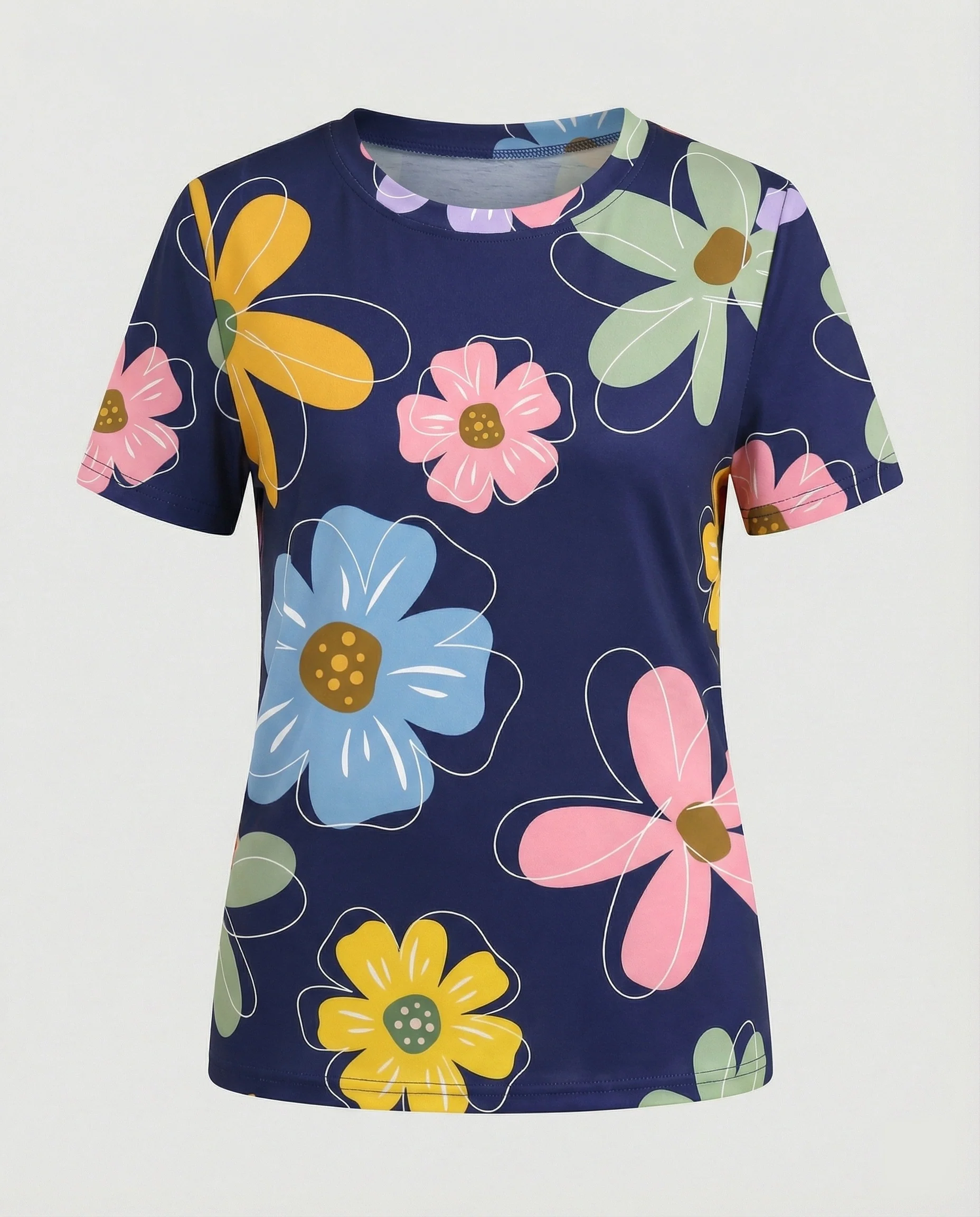 Kurzarmshirt Damen Mit Blumenprint - Image 30