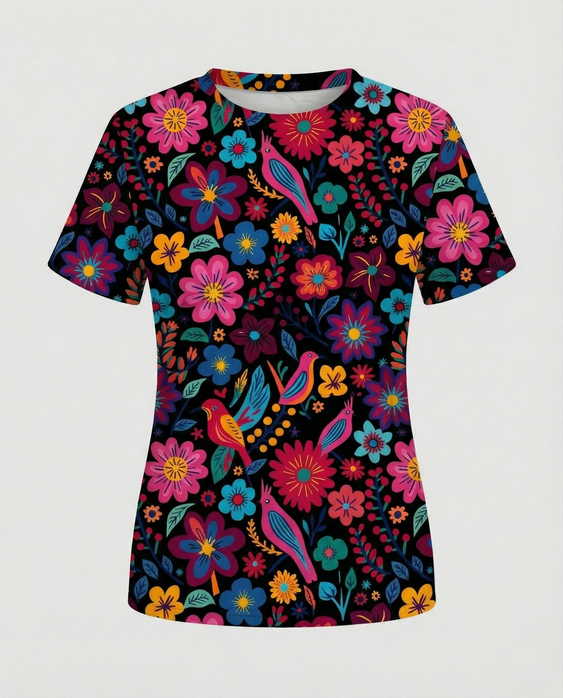 Kurzarmshirt Damen Mit Blumenprint - Image 4