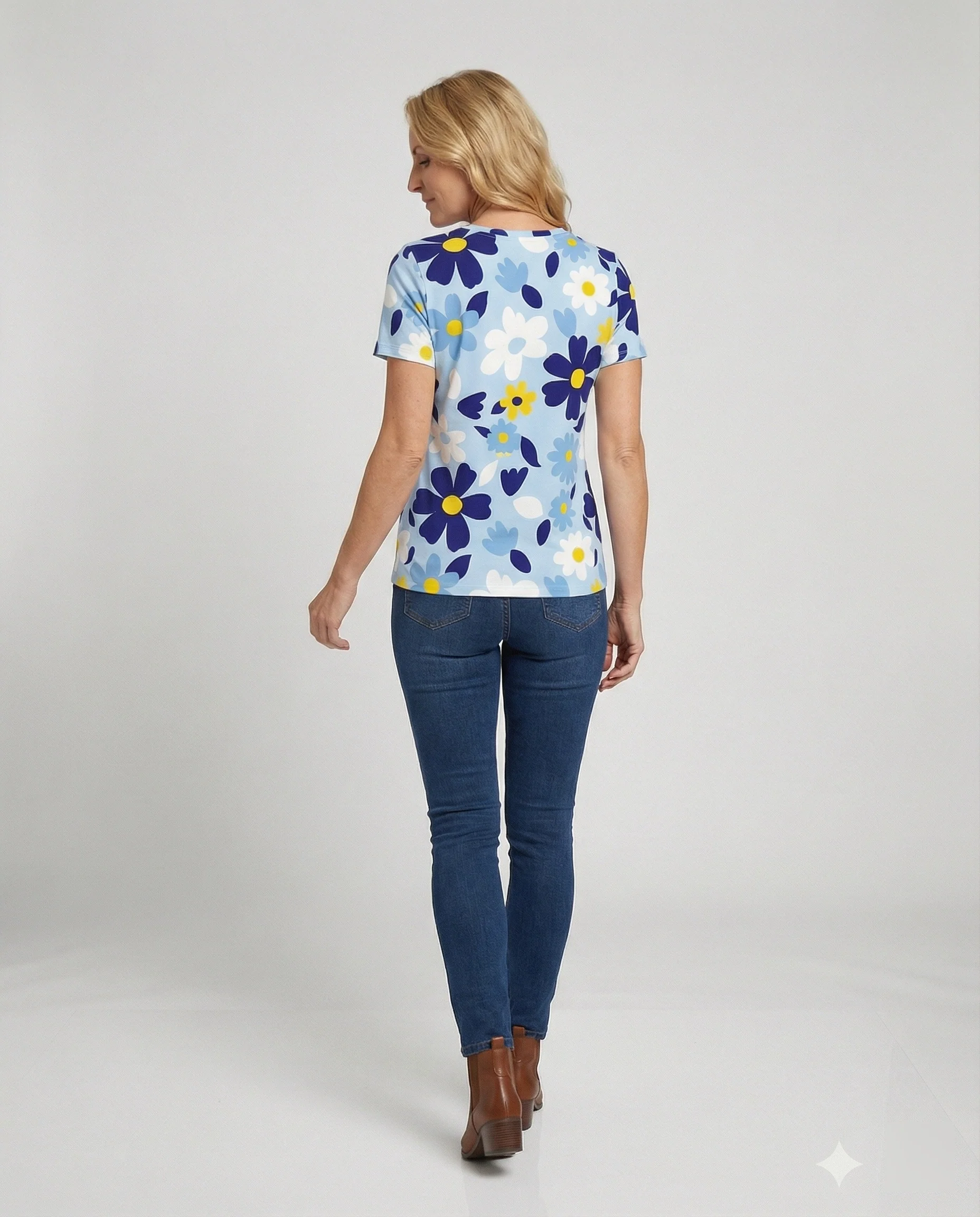 Kurzarmshirt Damen Mit Blumenprint - Image 9