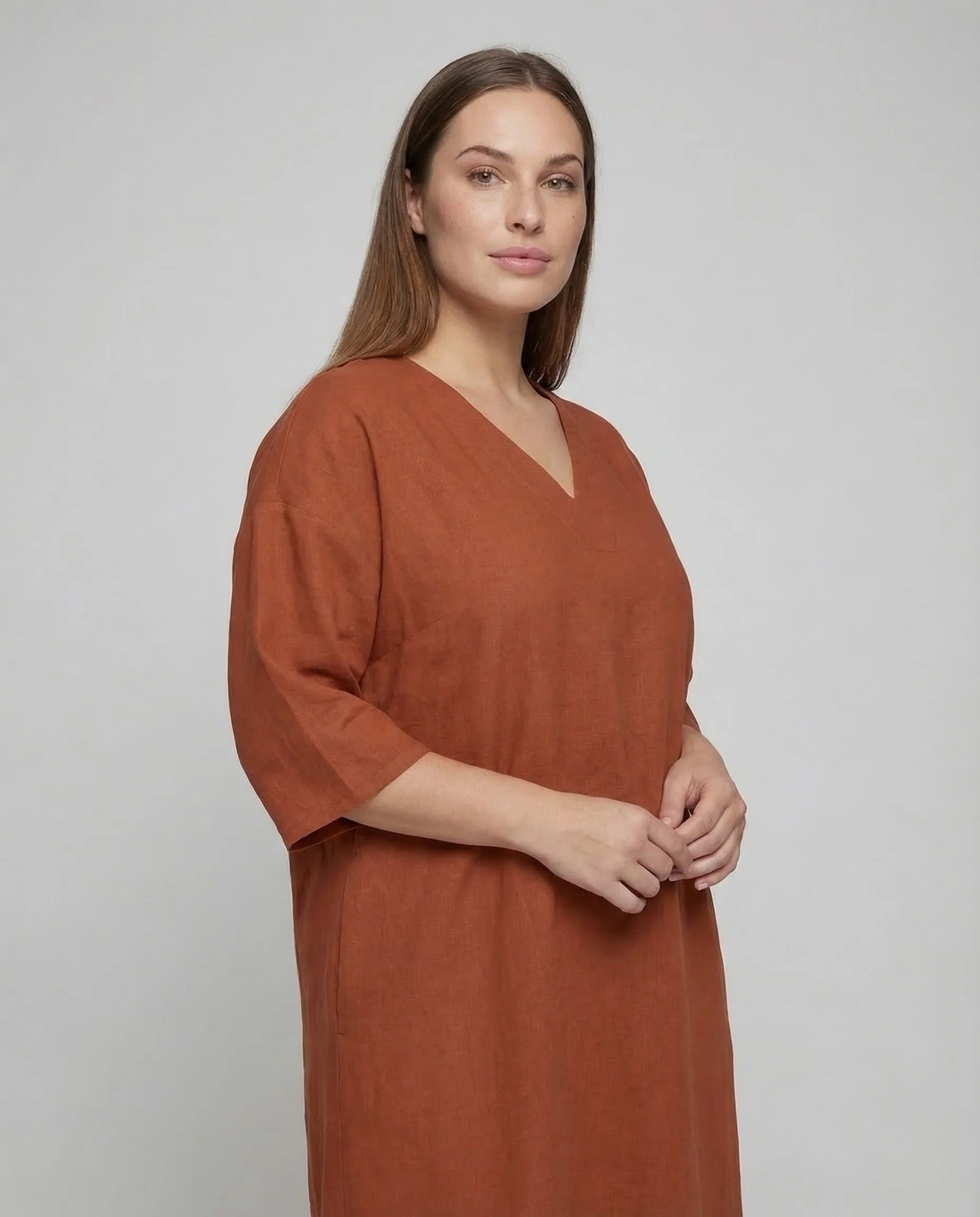 Damen Leinen Kaftankleid Lang - Image 2