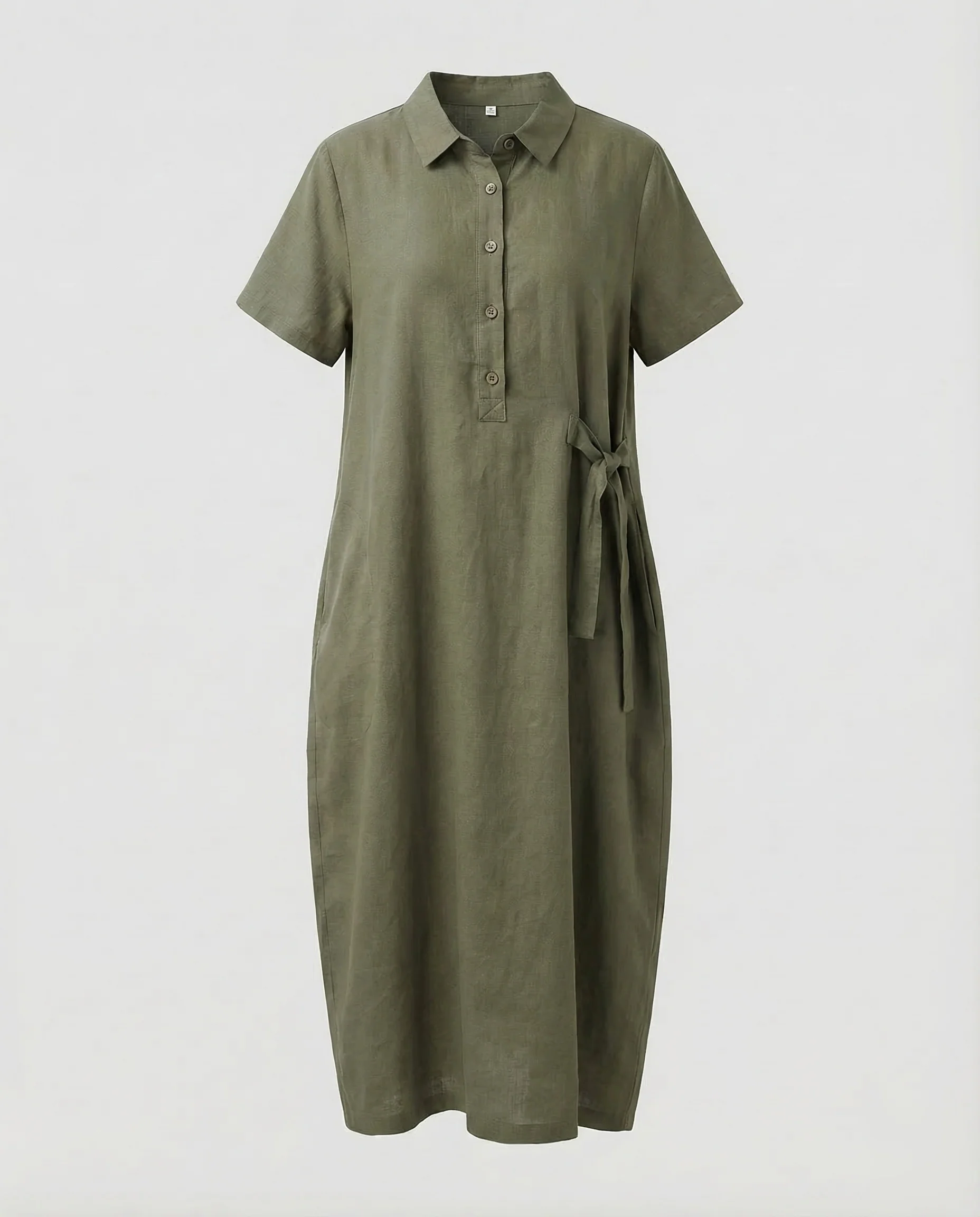Damen Leinenkleid Polo Gürtel - Image 6