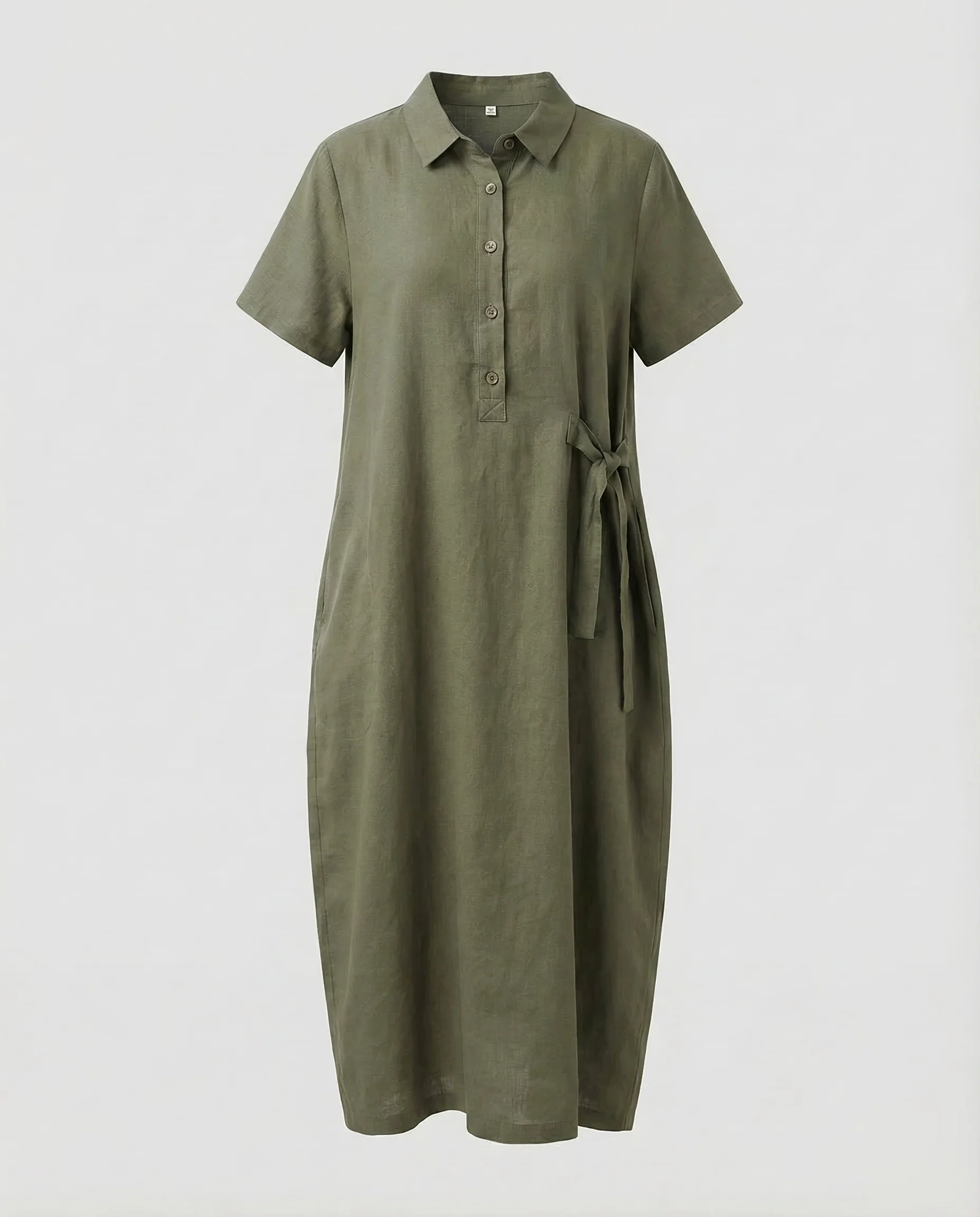Damen Leinenkleid Polo Gürtel - Image 7