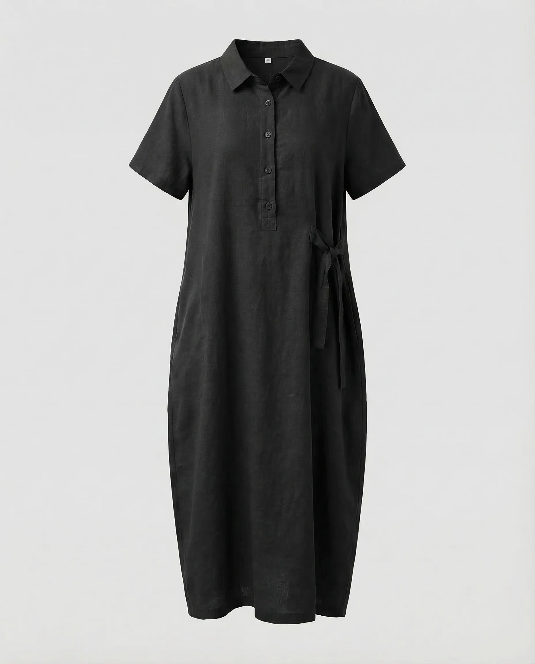 Damen Leinenkleid Polo Gürtel - Image 8