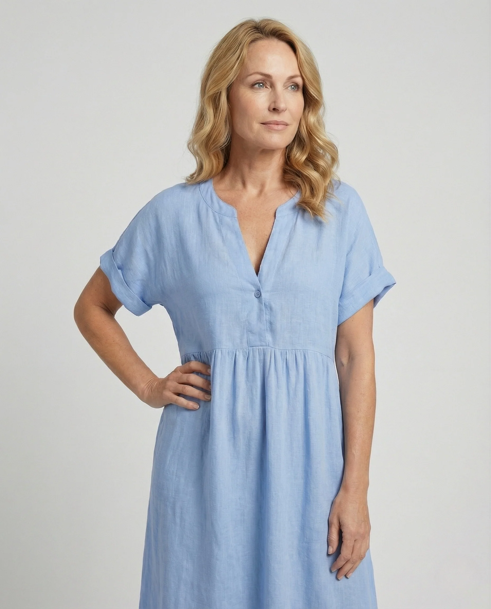 Bluse Damen Kurzarm Kentkragen - Image 2
