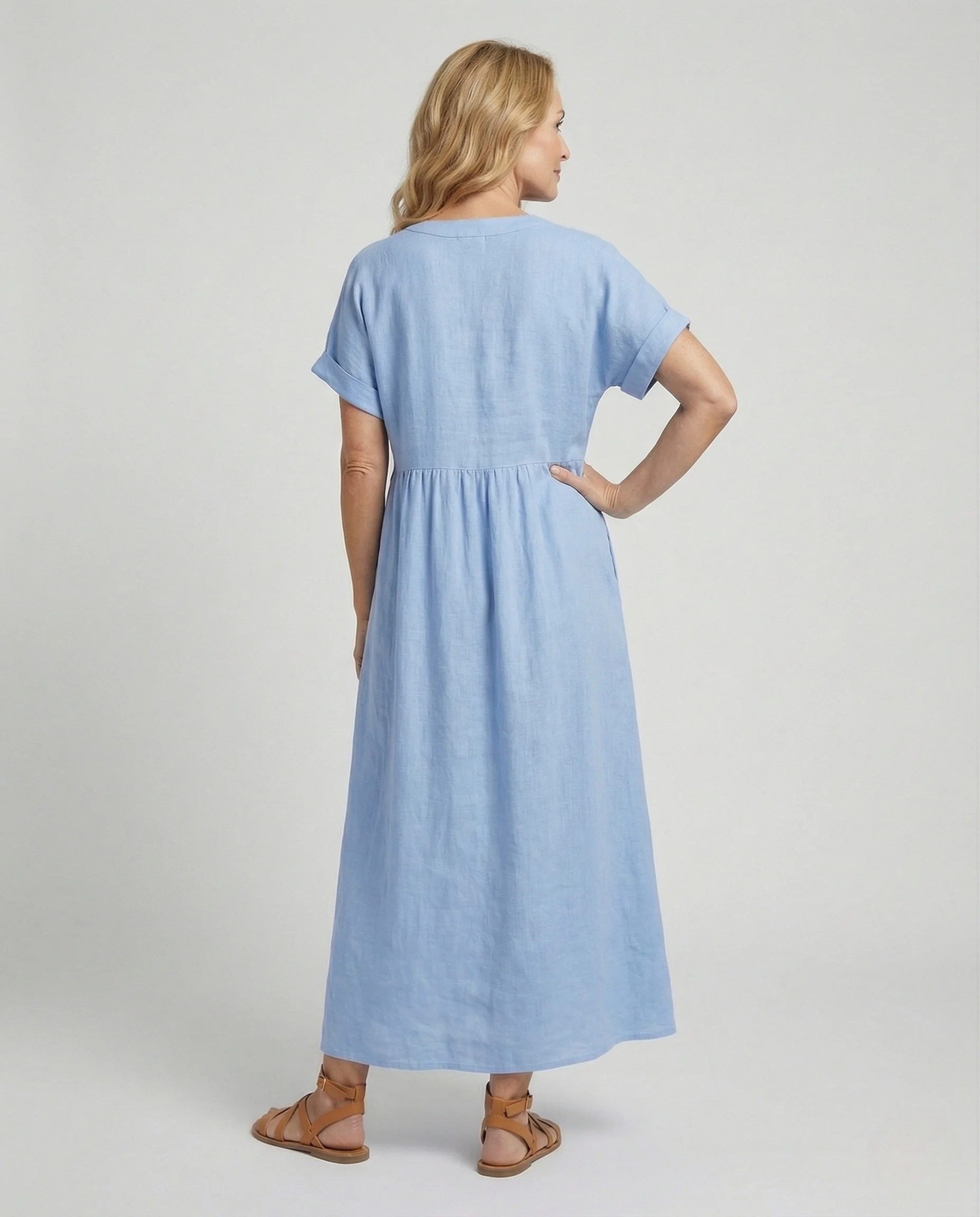 Bluse Damen Kurzarm Kentkragen - Image 4