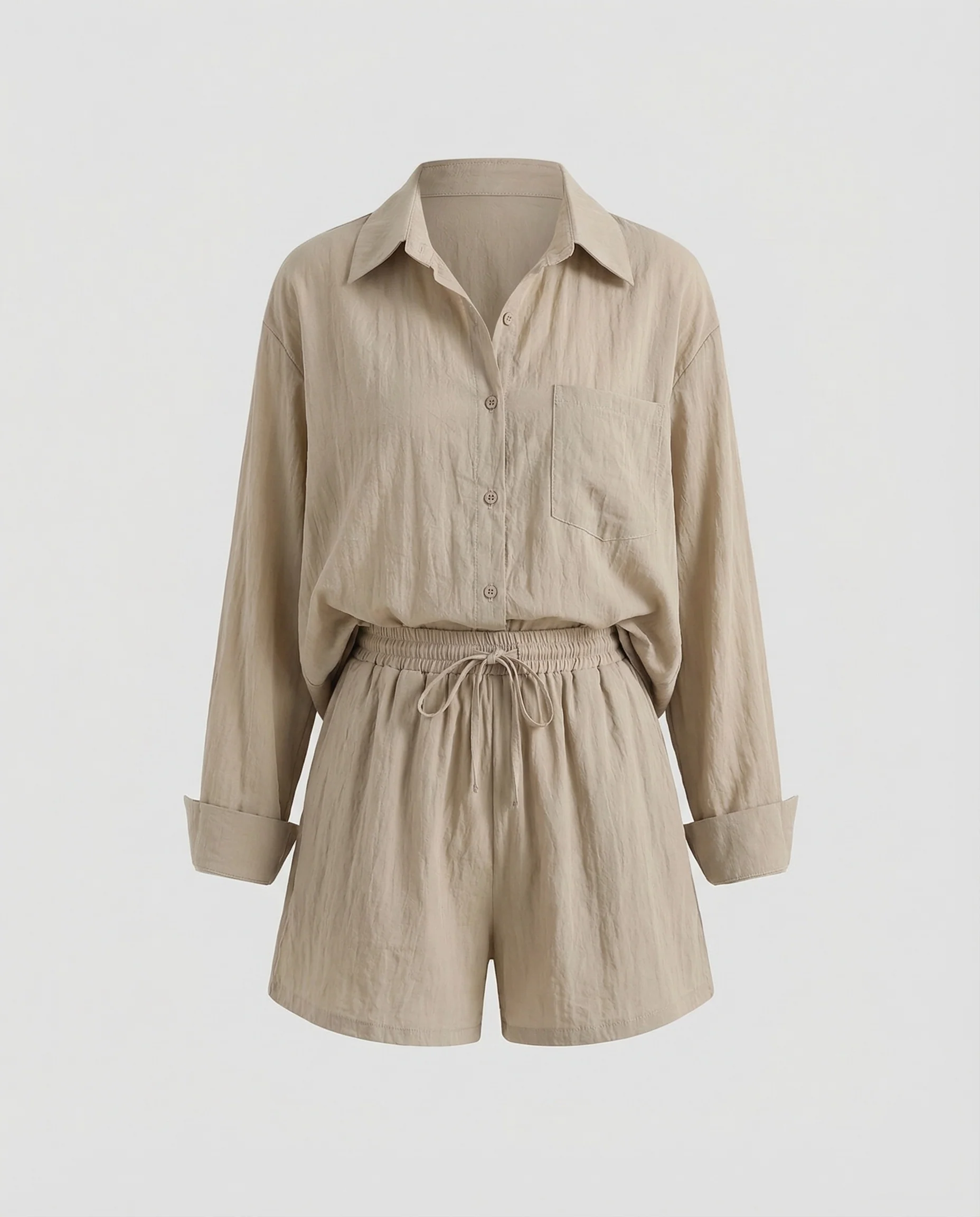 Damen Leinenoptik Zweiteiler mit Shorts - Image 4
