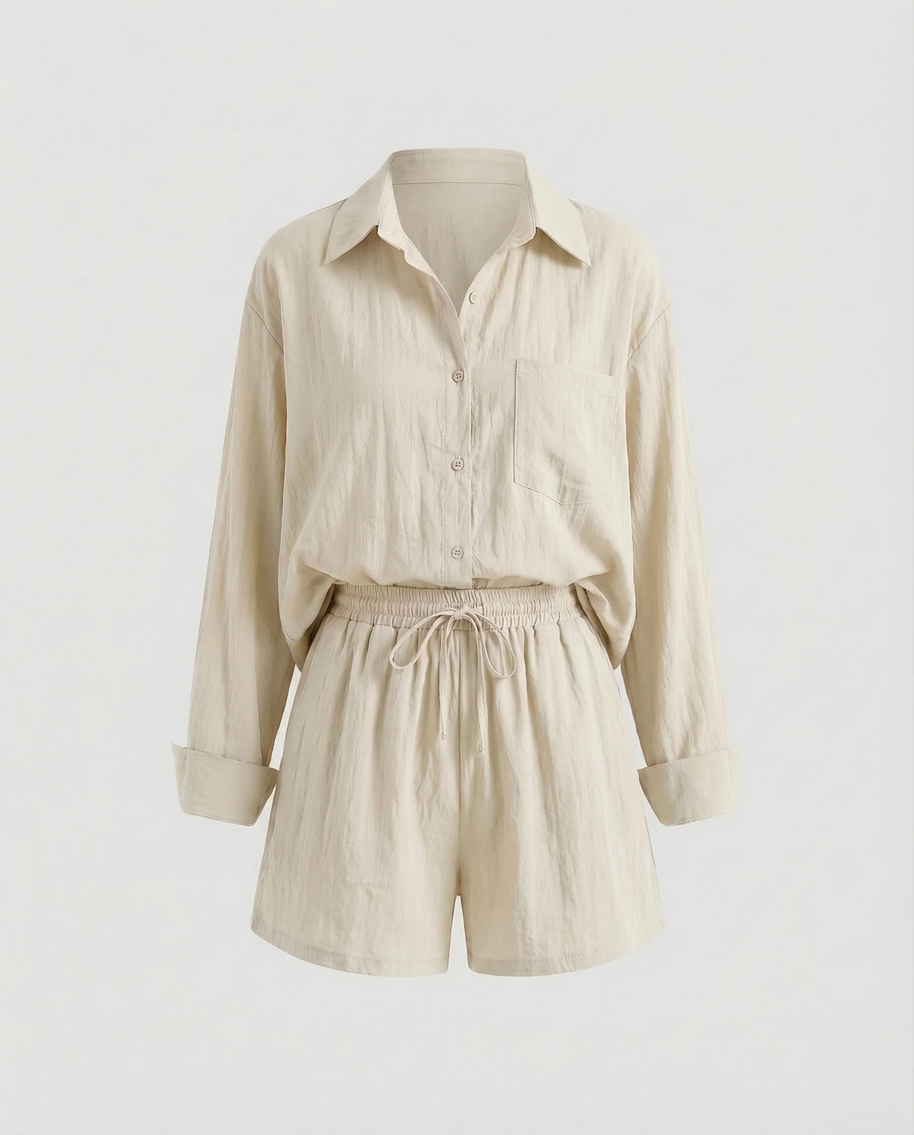Damen Leinenoptik Zweiteiler mit Shorts - Image 5