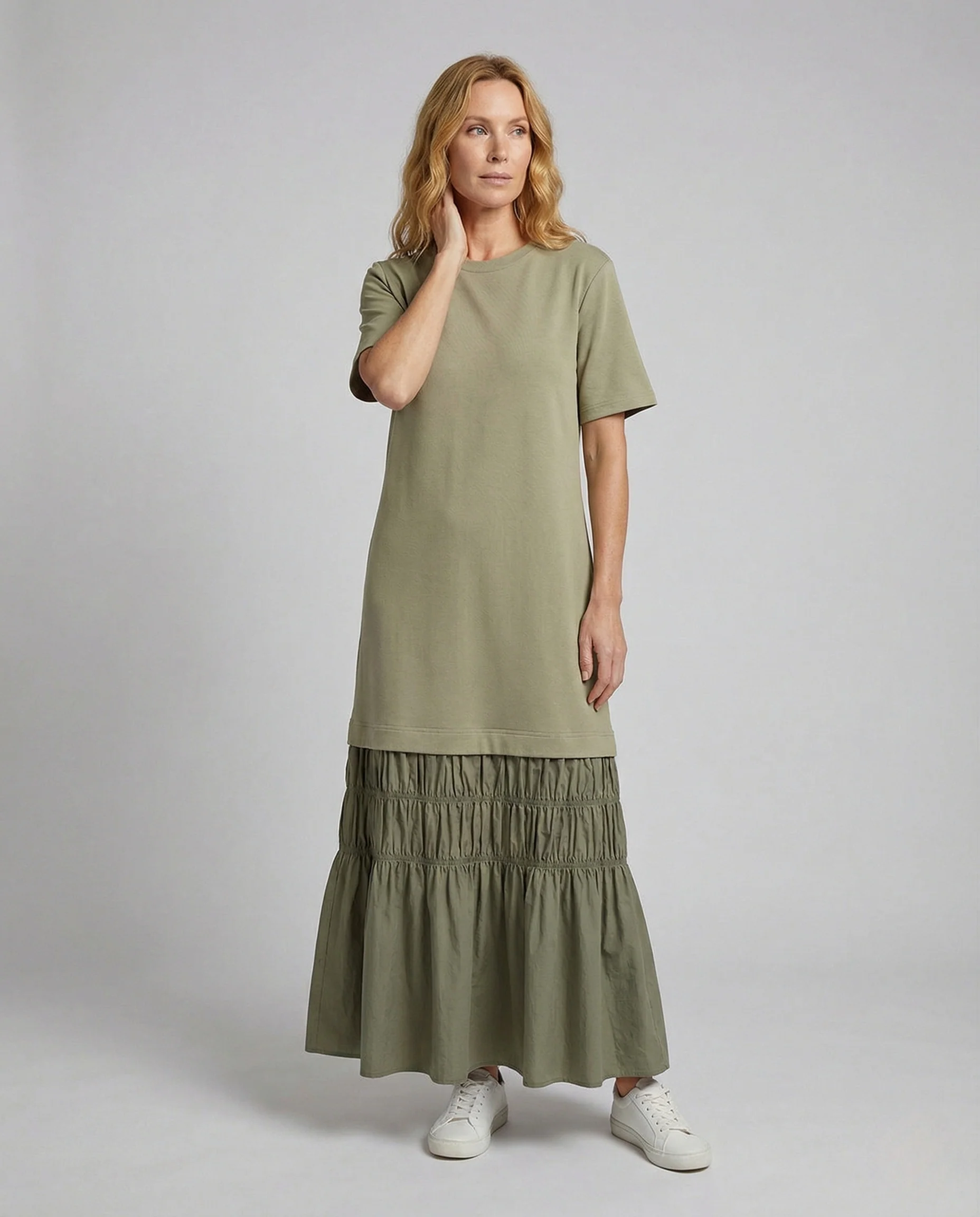 Damen Maxikleid mit Sweatshirt Oberteil - Image 2
