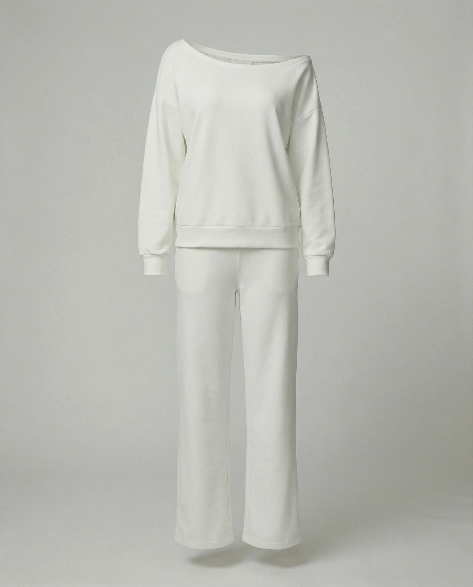 Lässiges Off-Shoulder-Freizeitensemble mit Oversize-Sweatshirt und weit geschnittener Komforthose Heidi Mode - Image 4