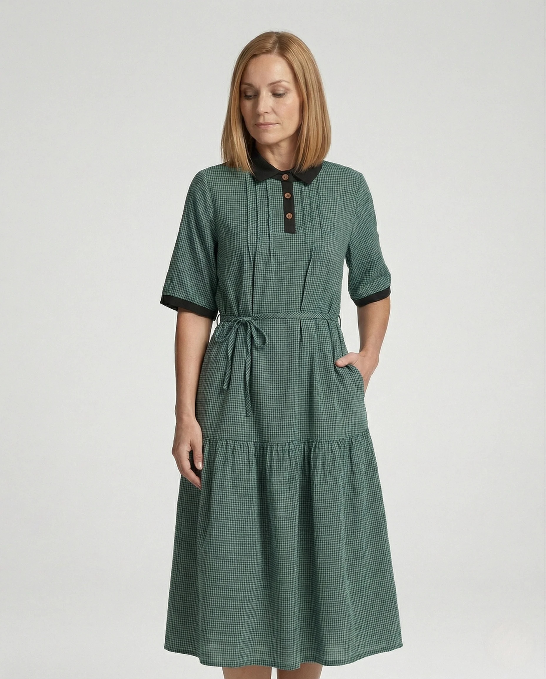Damen Midikleid Polo Freizeitkleid - Image 2