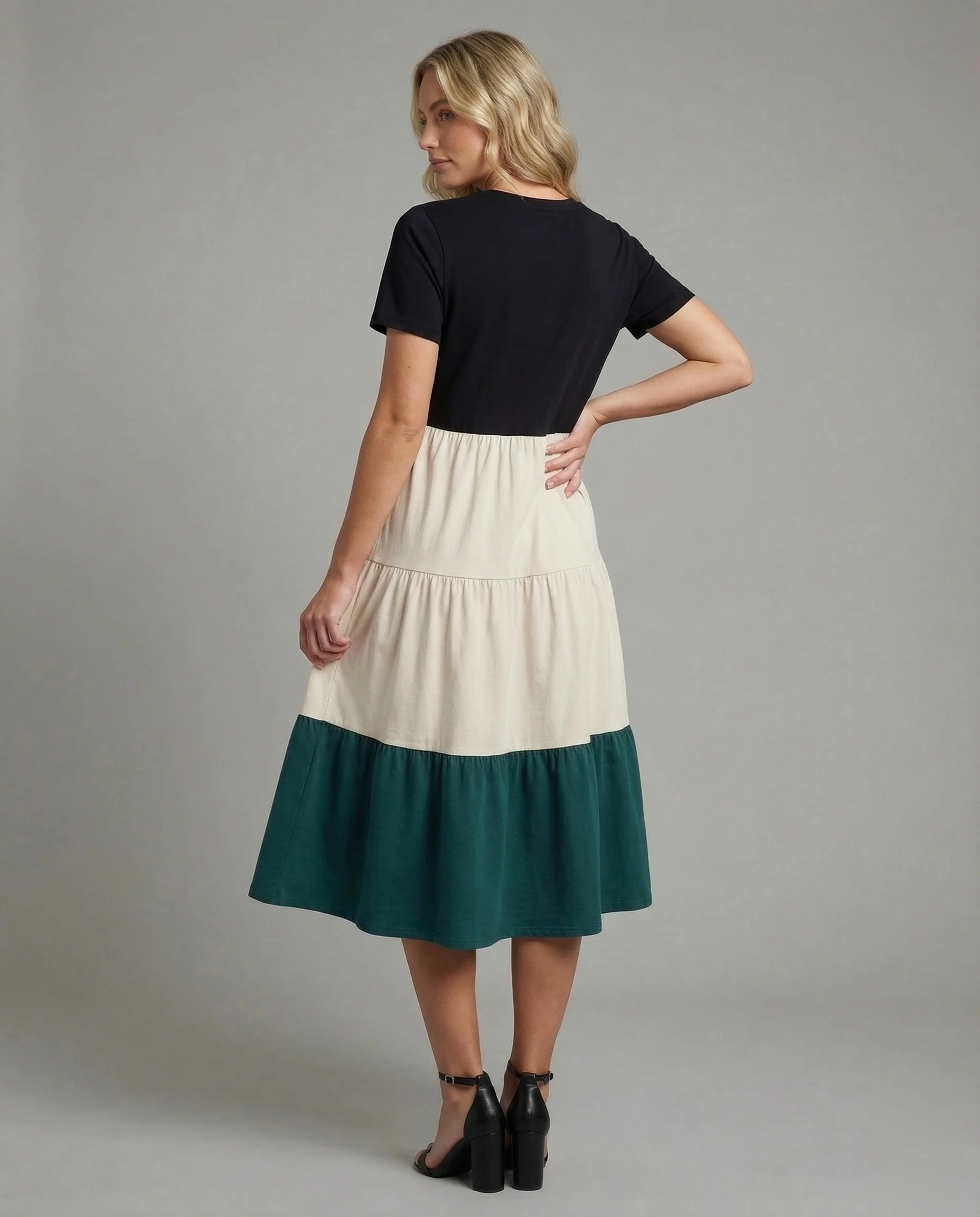 Damen Stufenvolant Kleid aus Baumwollmix - Image 4