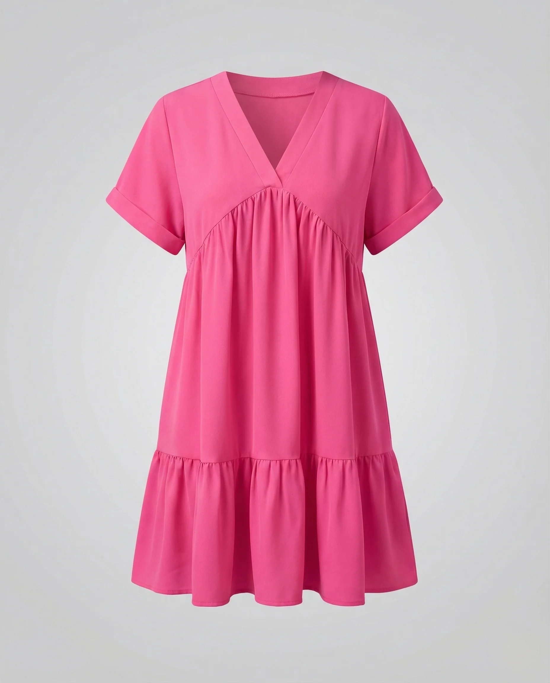Damen Babydoll Minikleid mit V-Ausschnitt - Image 5