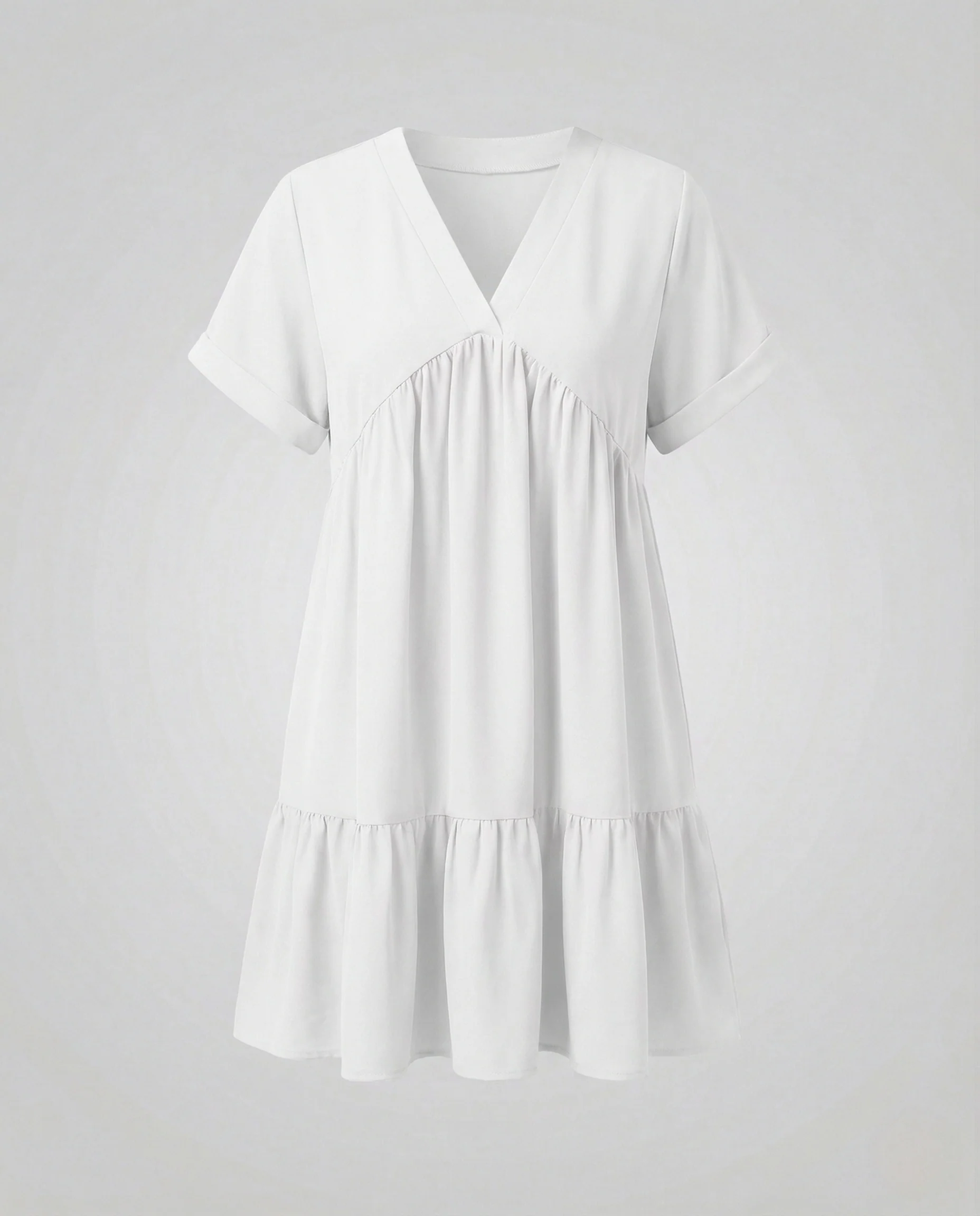 Damen Babydoll Minikleid mit V-Ausschnitt - Image 7