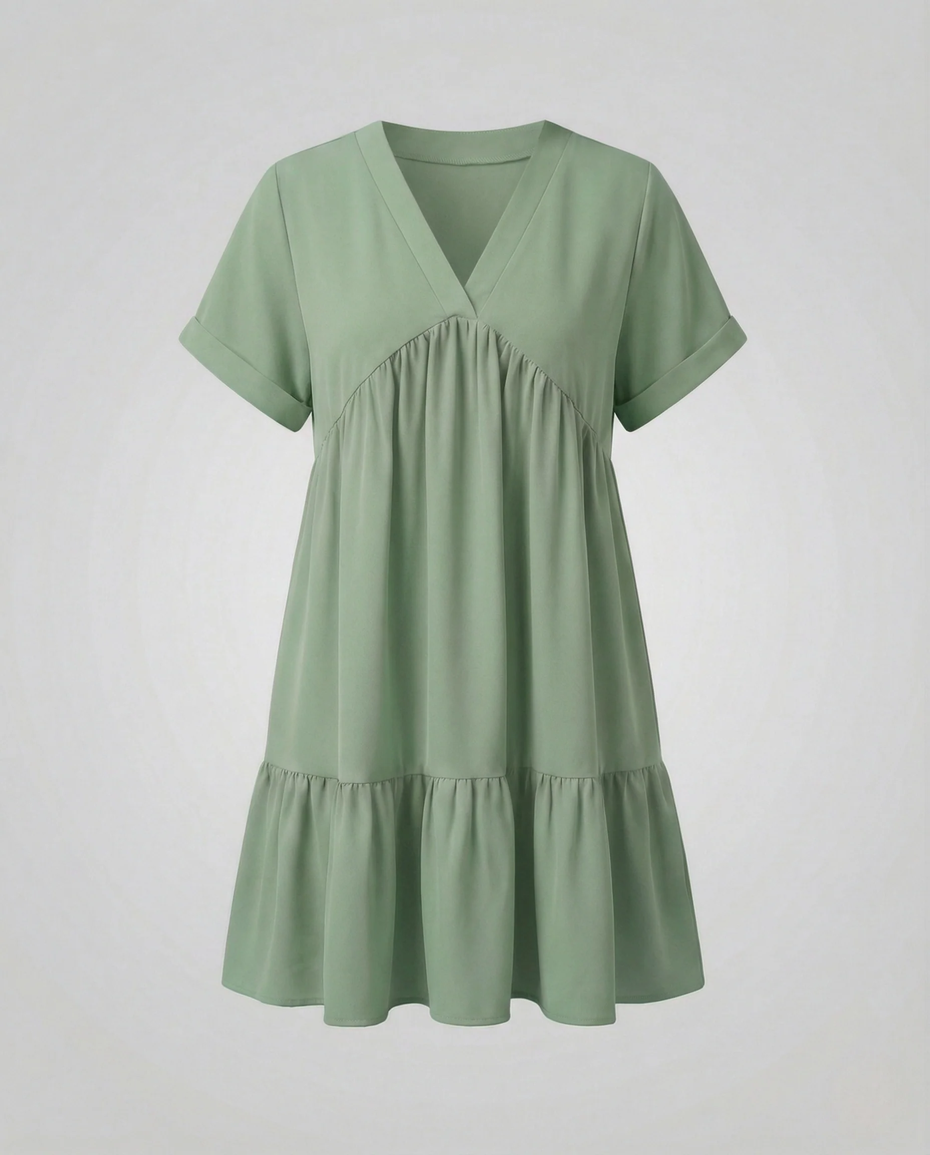 Damen Babydoll Minikleid mit V-Ausschnitt - Image 9