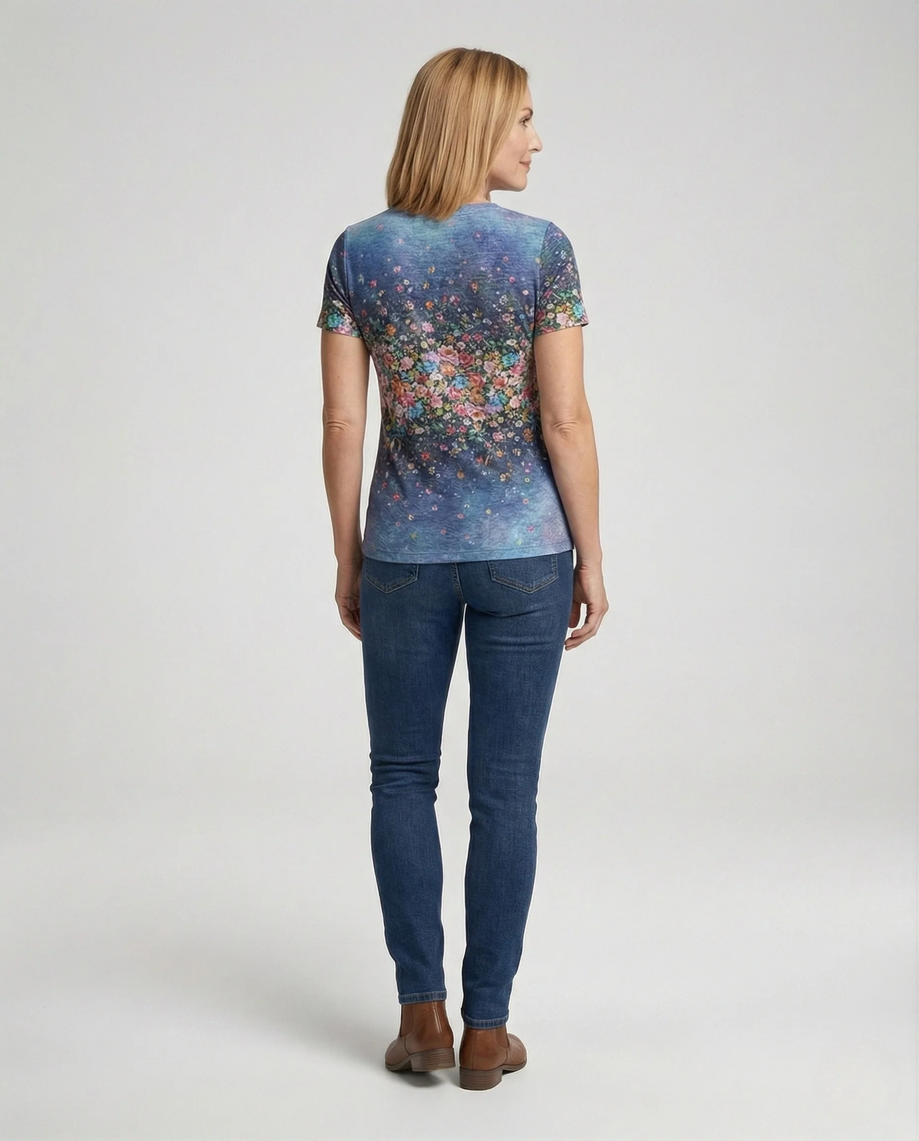 V-Ausschnitt T-Shirt Damen Floral - Image 4