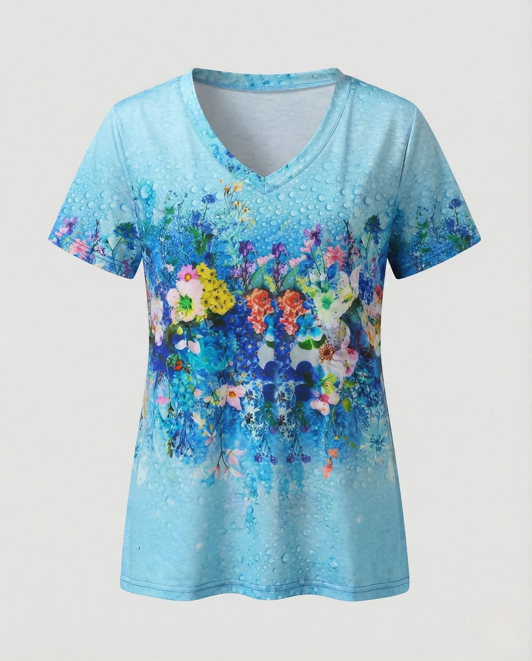 V-Ausschnitt T-Shirt Damen Floral - Image 6