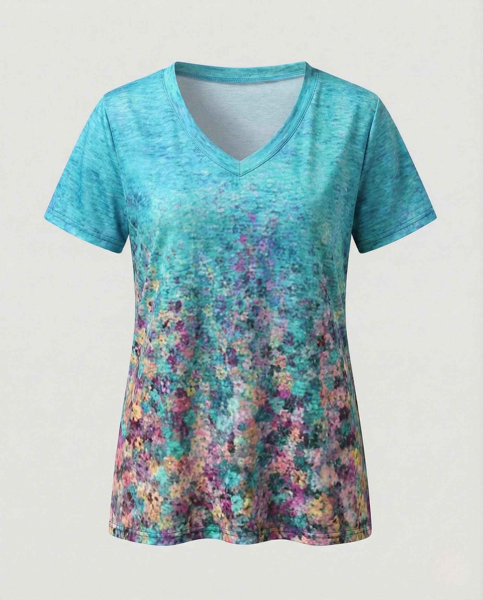 V-Ausschnitt T-Shirt Damen Floral - Image 7