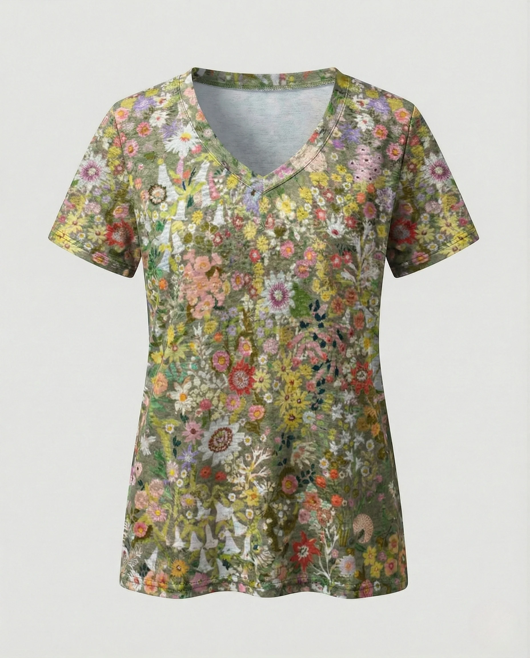 V-Ausschnitt T-Shirt Damen Floral - Image 8