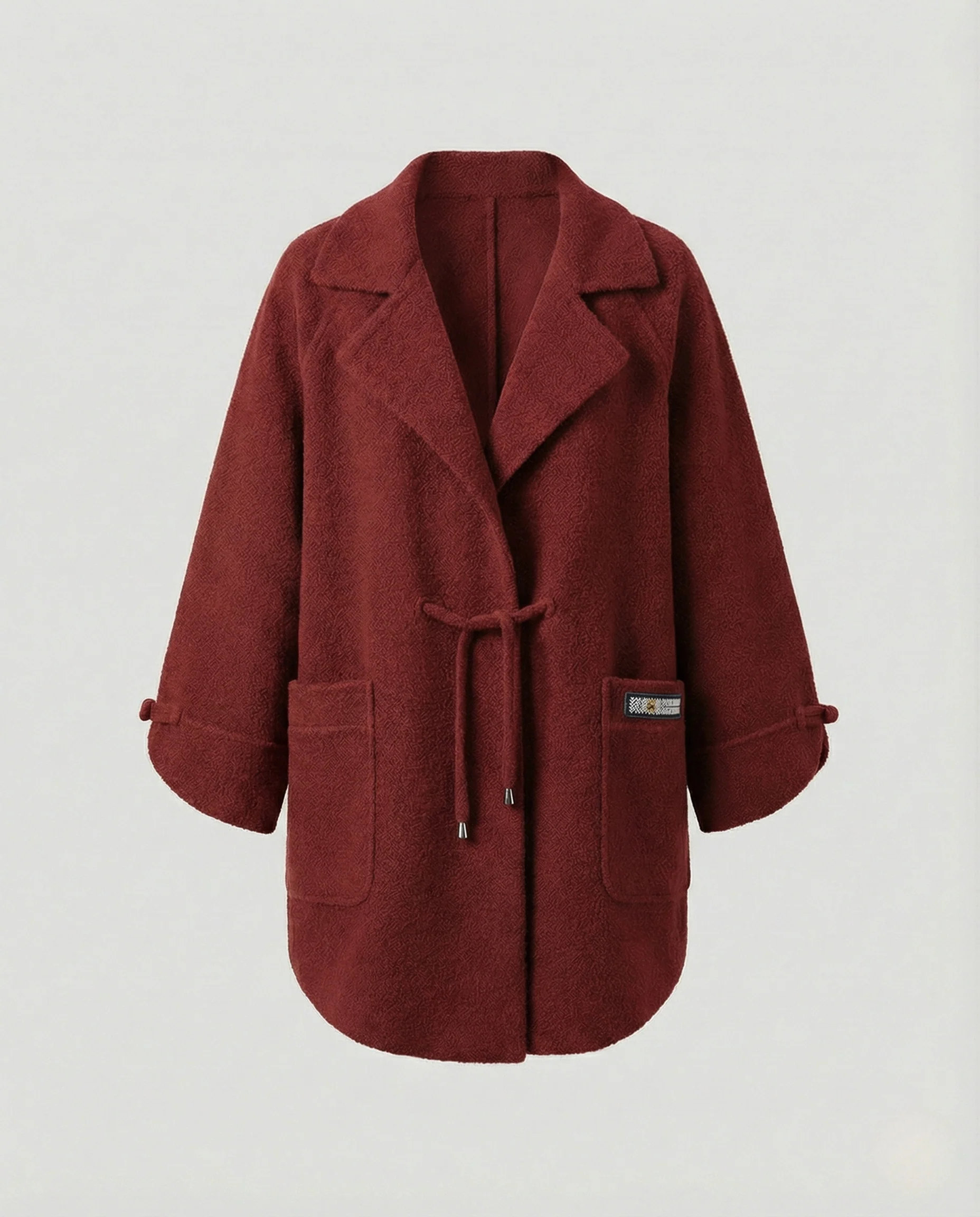Legerer Bouclé-Mantel mit Reverskragen, Kordelzugtaillierung und aufgesetzten Taschen Heidi Mode - Image 10