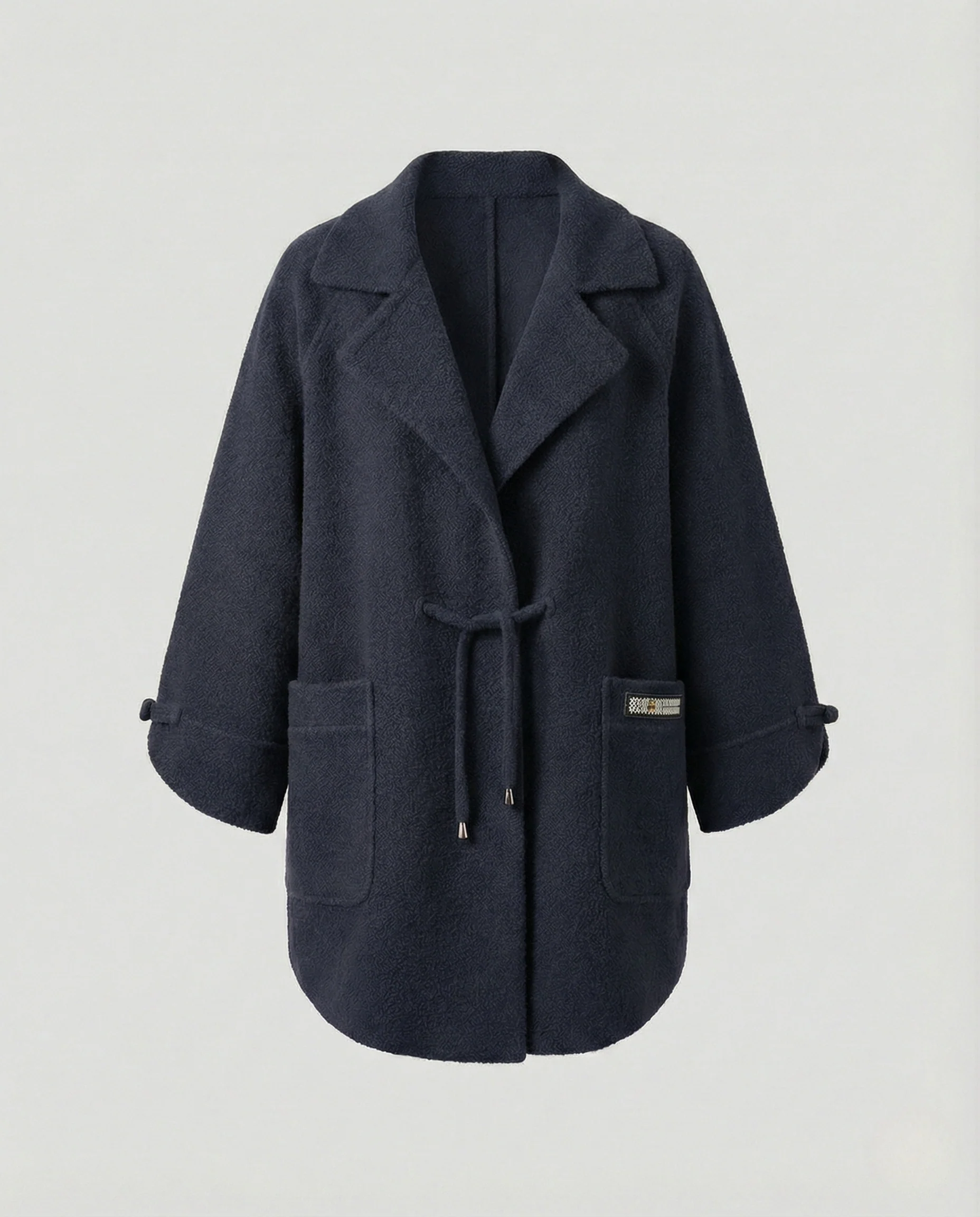 Legerer Bouclé-Mantel mit Reverskragen, Kordelzugtaillierung und aufgesetzten Taschen Heidi Mode - Image 8