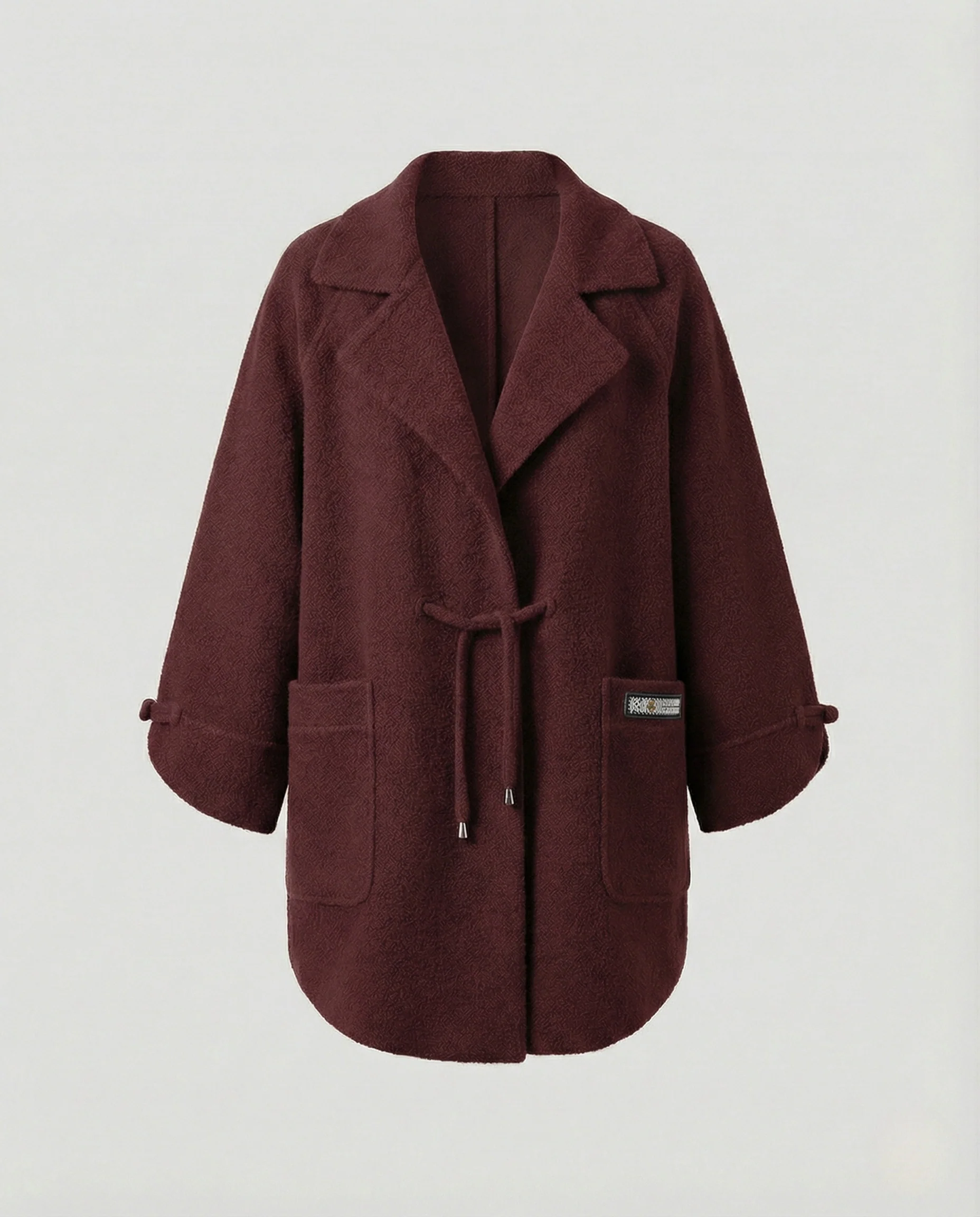 Legerer Bouclé-Mantel mit Reverskragen, Kordelzugtaillierung und aufgesetzten Taschen Heidi Mode - Image 9
