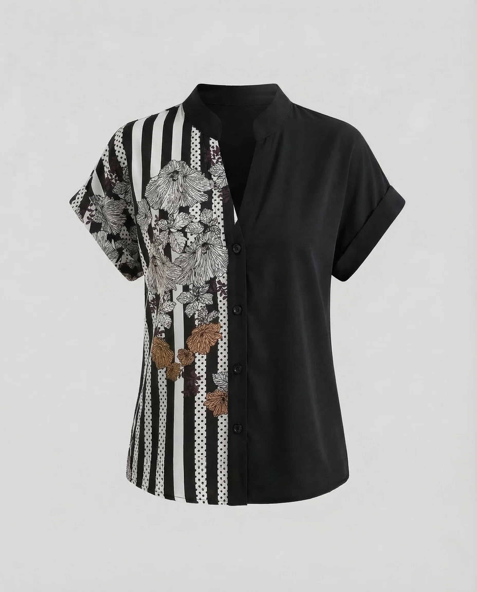 Damen Blusenshirt Stehkragen Blumenprint - Image 8