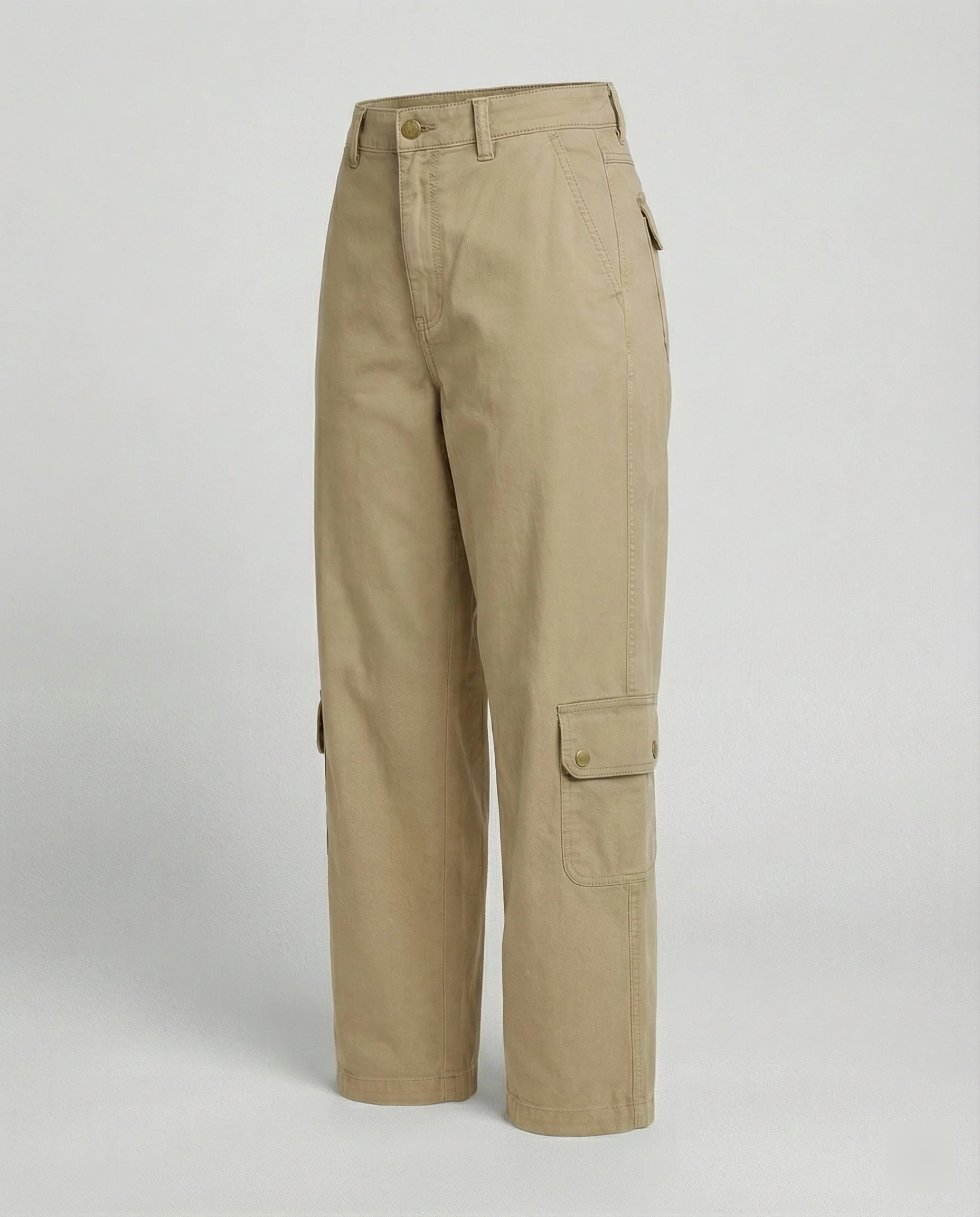 Legerweite Cargo-Palazzohose mit aufgesetzten Klappentaschen, Druckknopfdetails und mittelhohem Bund Heidi-Mode - Image 5
