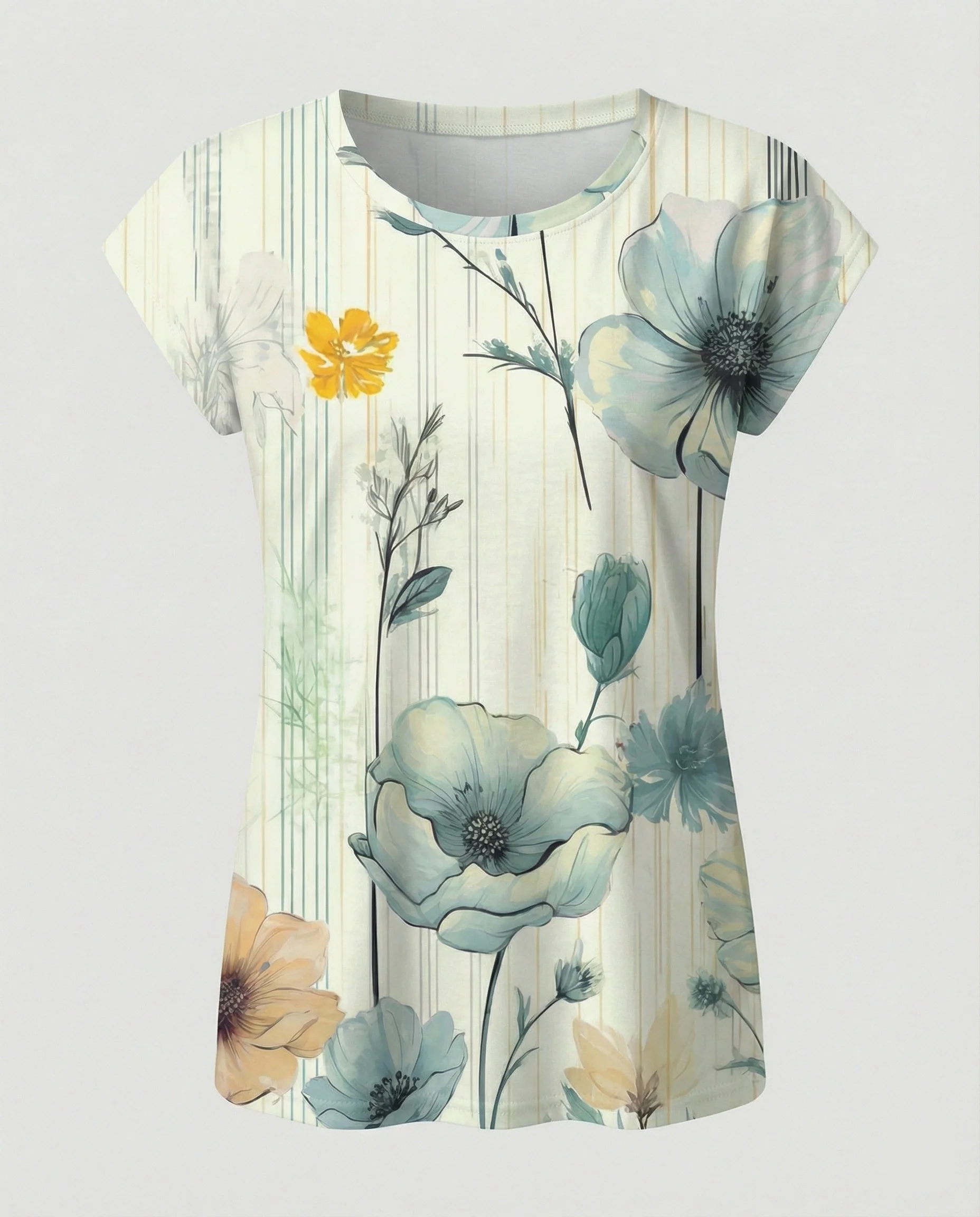 Aquarell Sommerbluse Damen Asymmetrisch - Image 10
