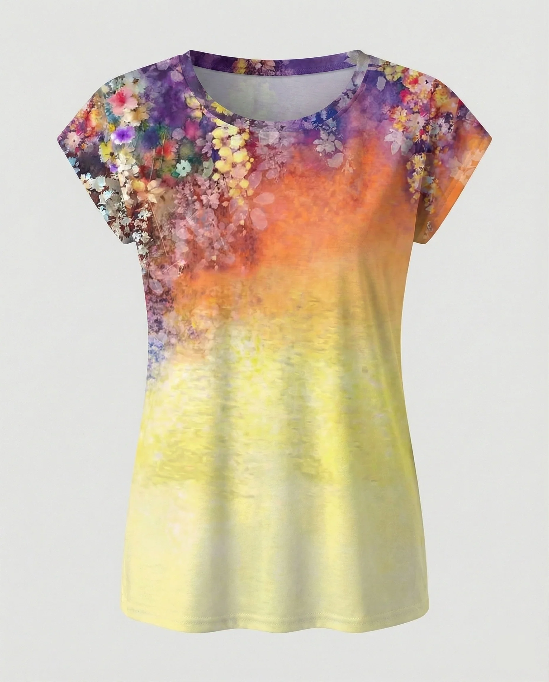 Aquarell Sommerbluse Damen Asymmetrisch - Image 11
