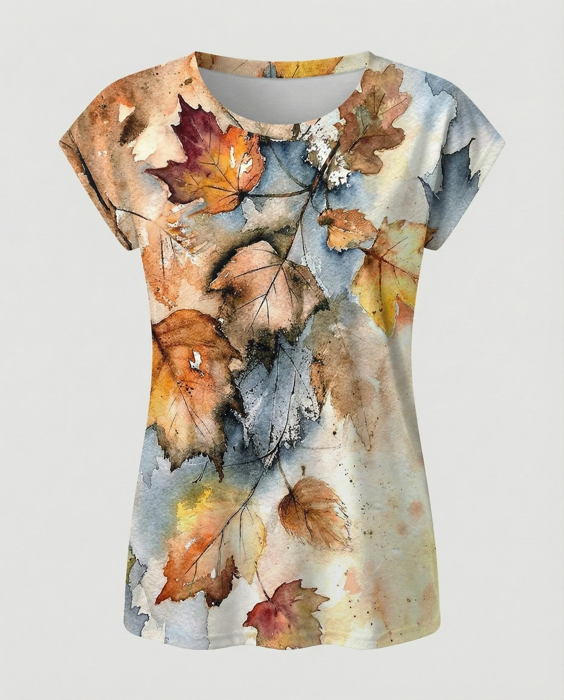 Aquarell Sommerbluse Damen Asymmetrisch - Image 12