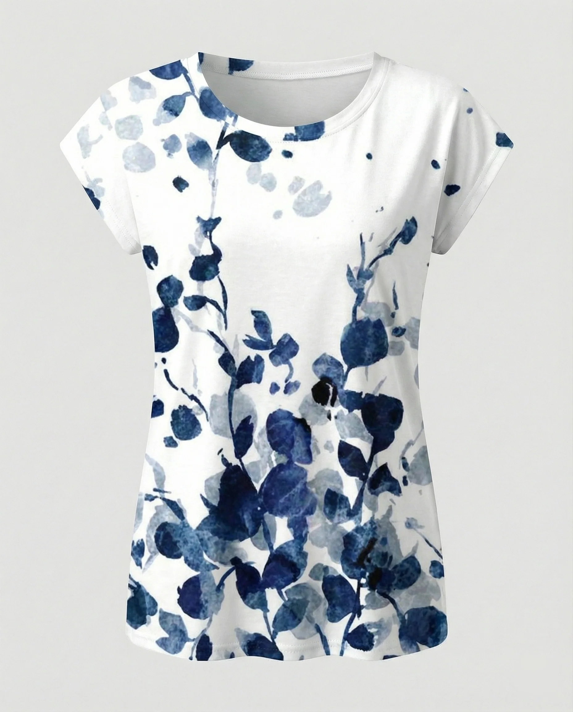 Aquarell Sommerbluse Damen Asymmetrisch - Image 15