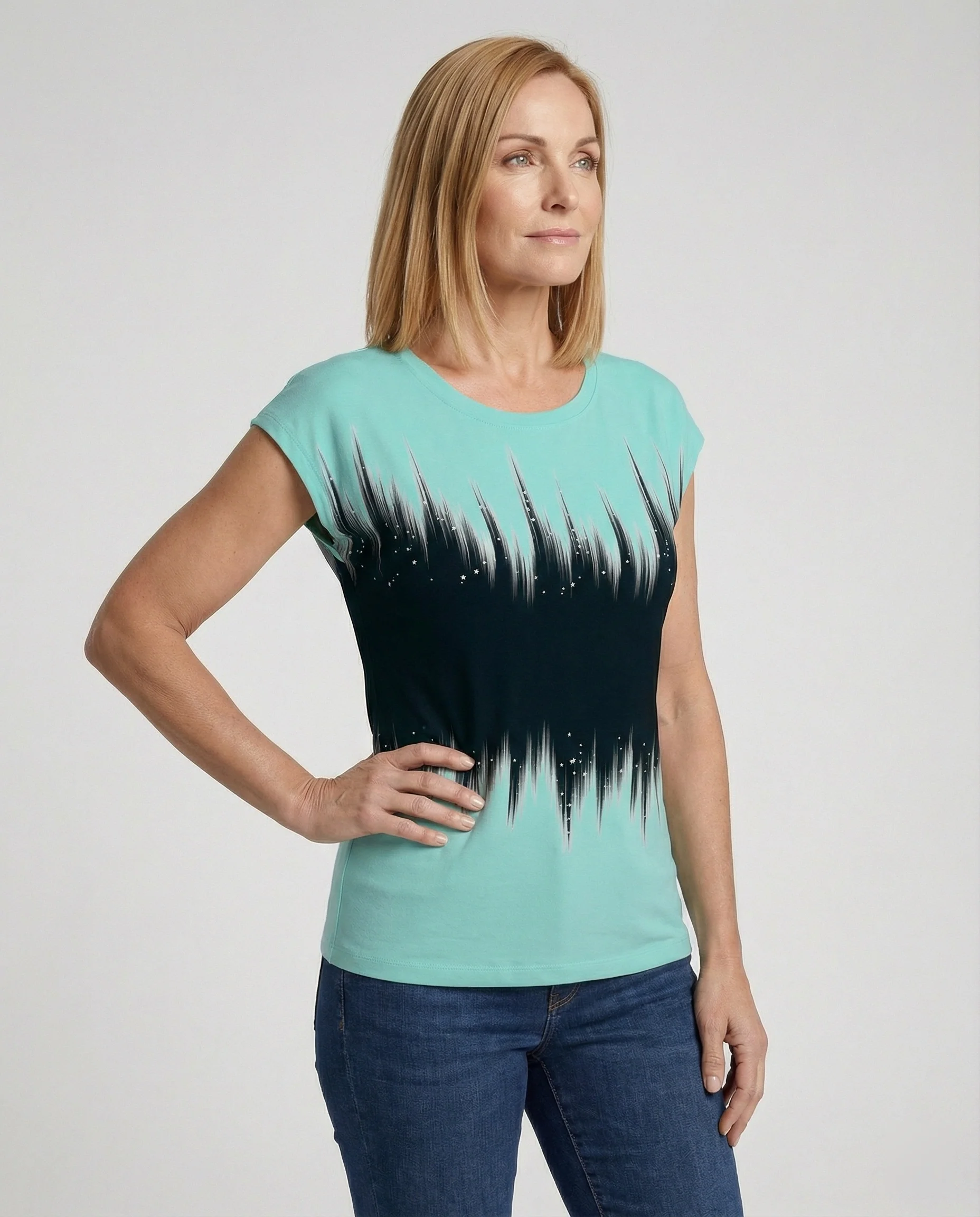 Aquarell Sommerbluse Damen Asymmetrisch - Image 16