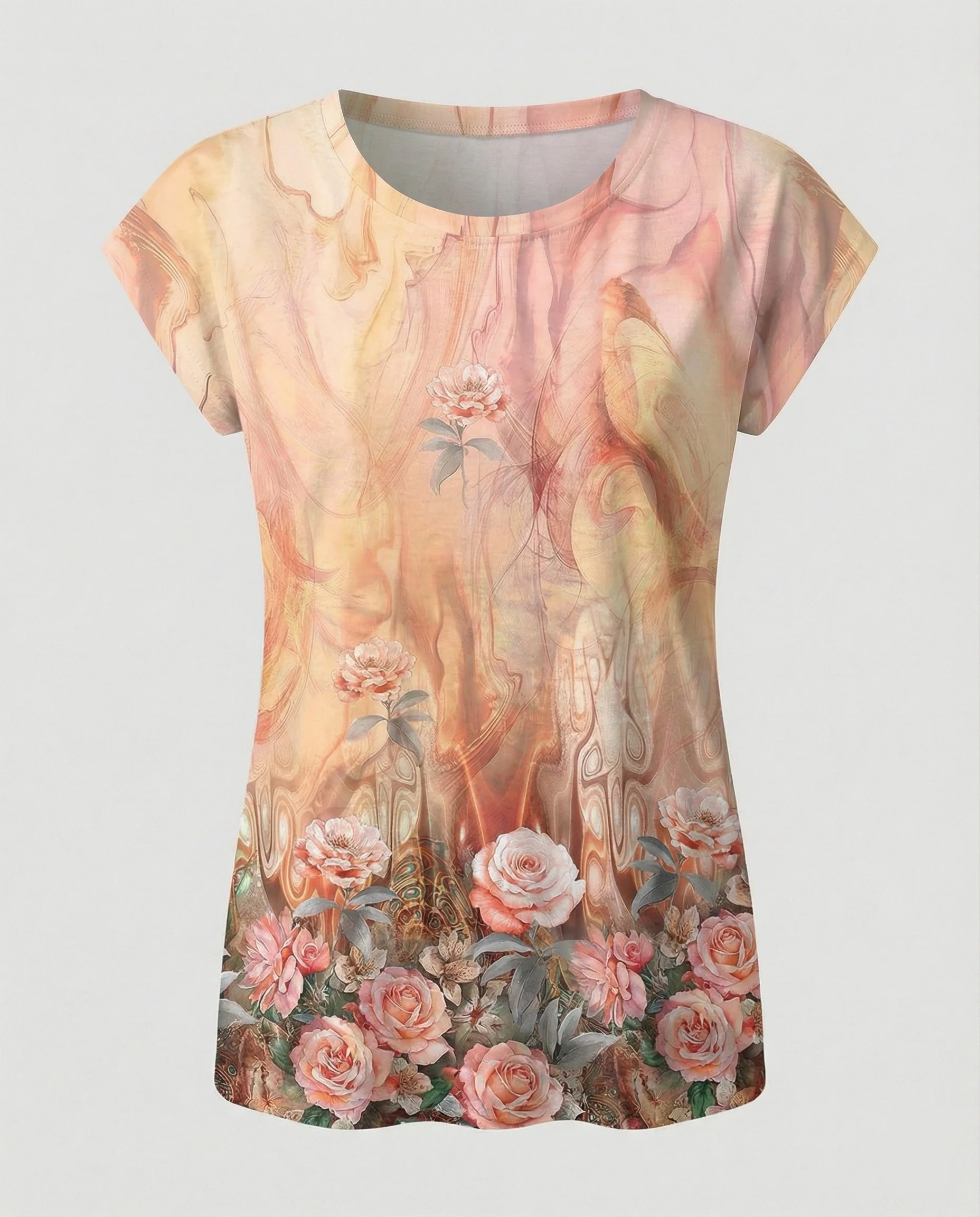 Aquarell Sommerbluse Damen Asymmetrisch - Image 3