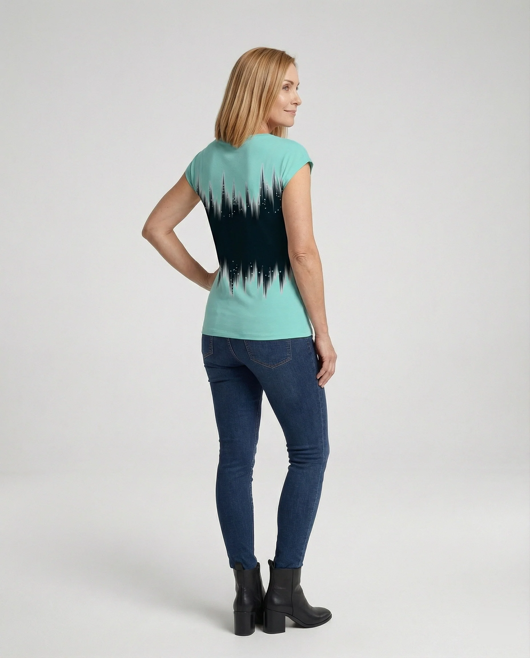 Aquarell Sommerbluse Damen Asymmetrisch - Image 4