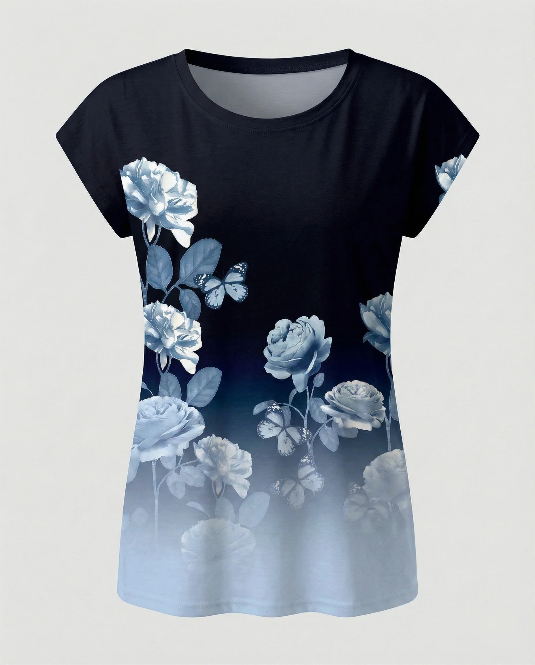 Aquarell Sommerbluse Damen Asymmetrisch - Image 9