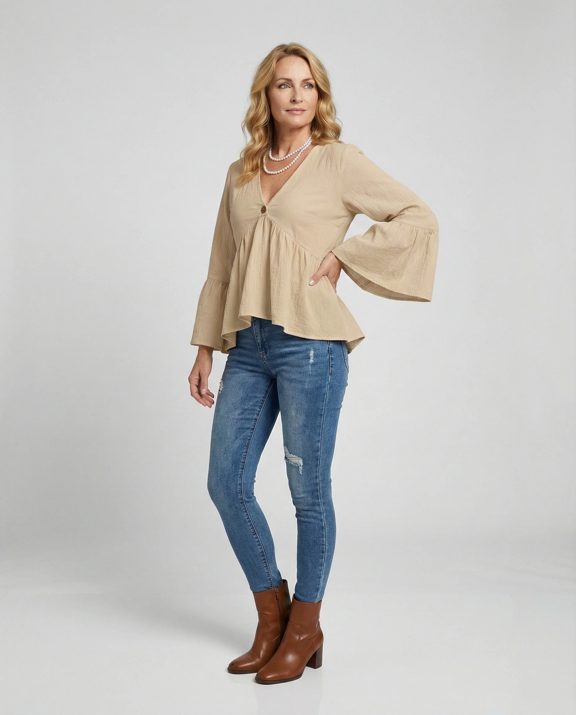 Bluse Damen Babydoll Baumwolle - Image 2