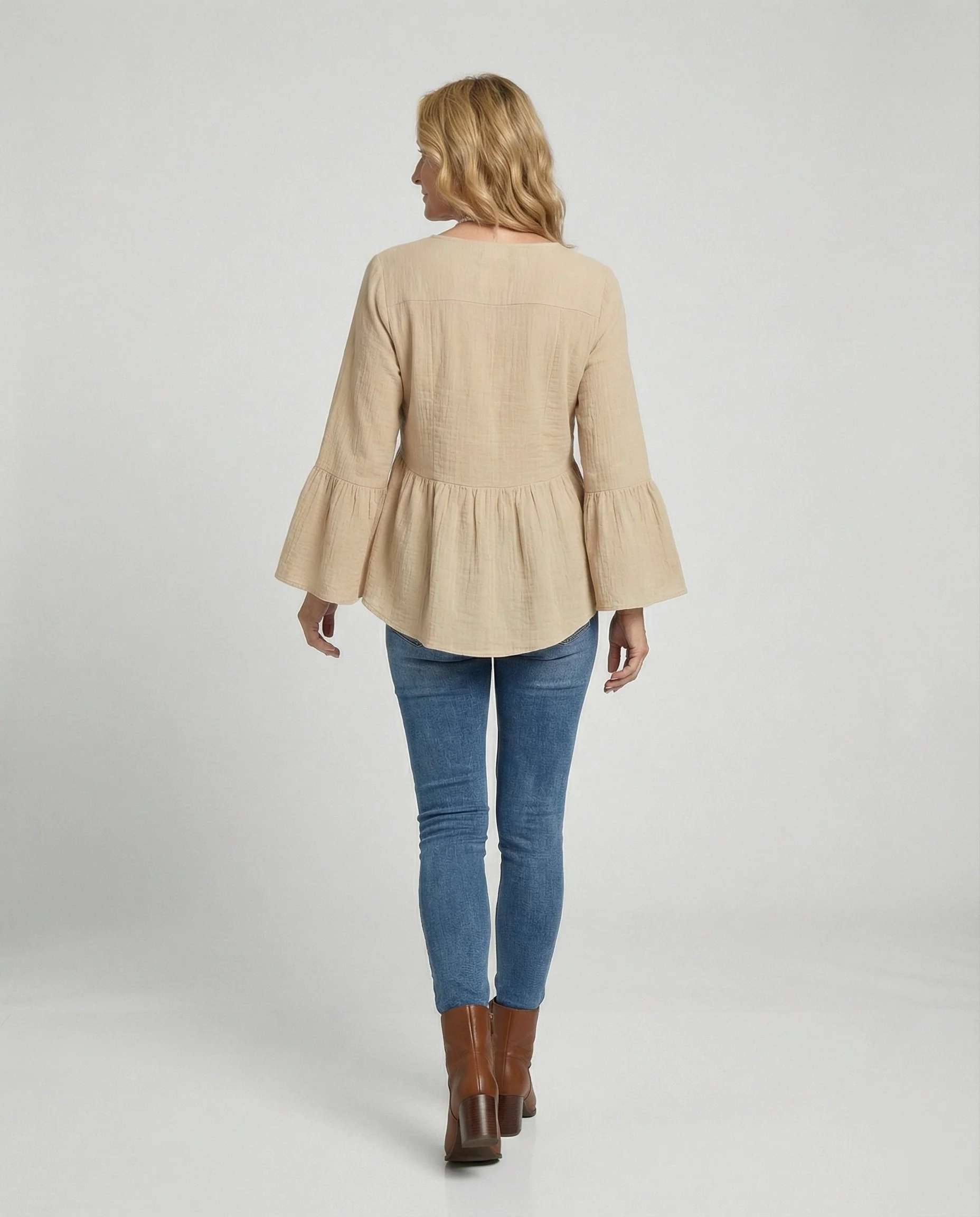 Bluse Damen Babydoll Baumwolle - Image 3