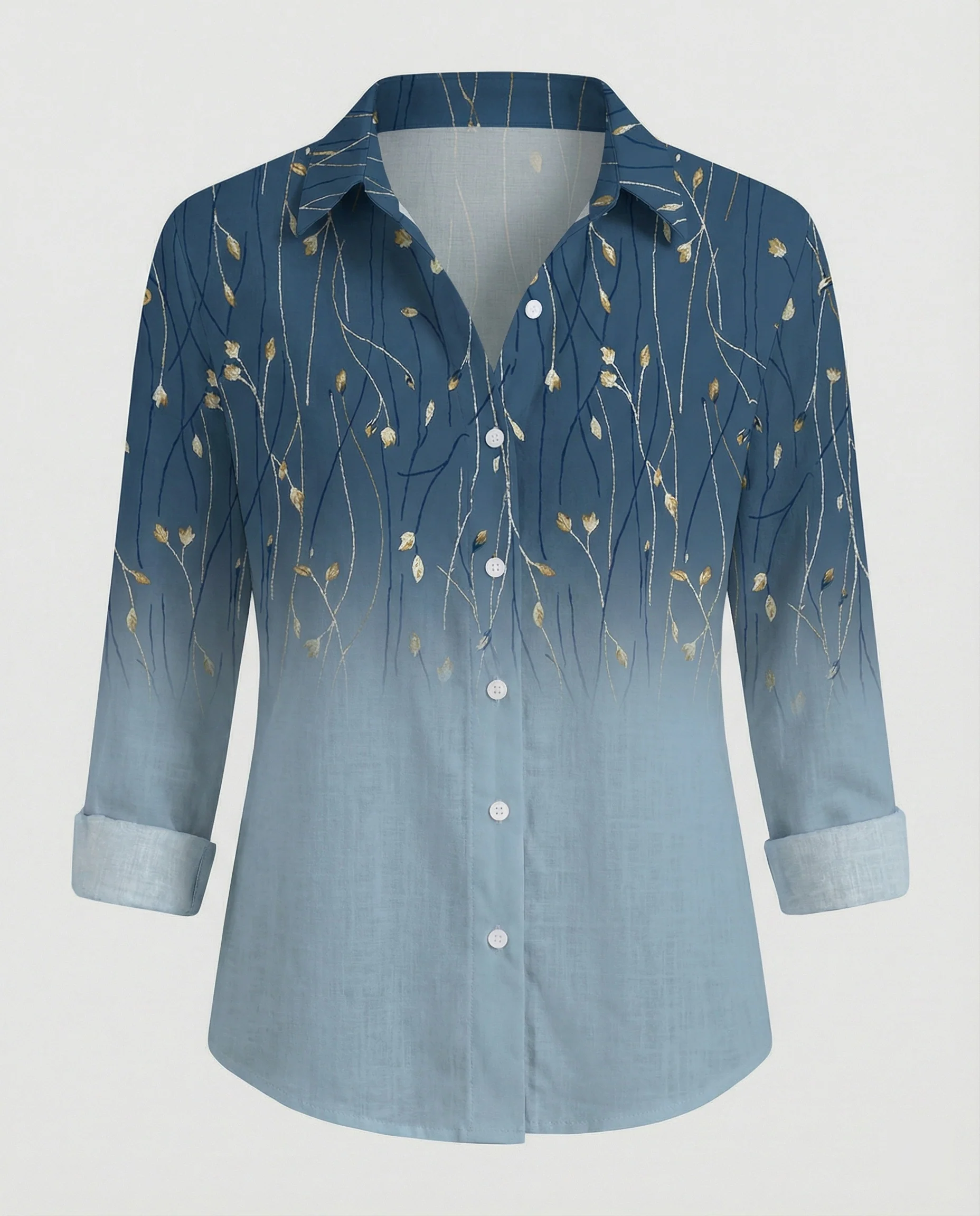 Leinenoptik Bluse Damen Floral - Image 12