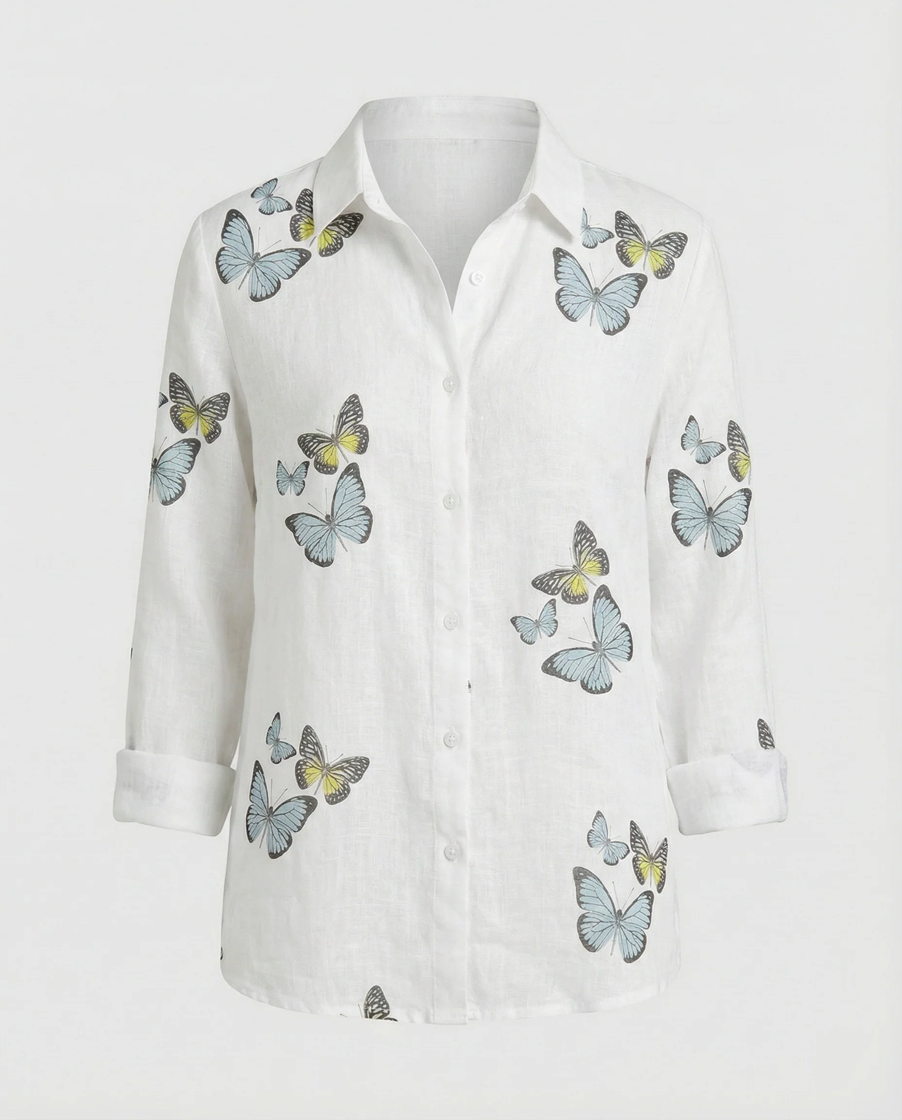 Leinenoptik Bluse Damen Floral - Image 26