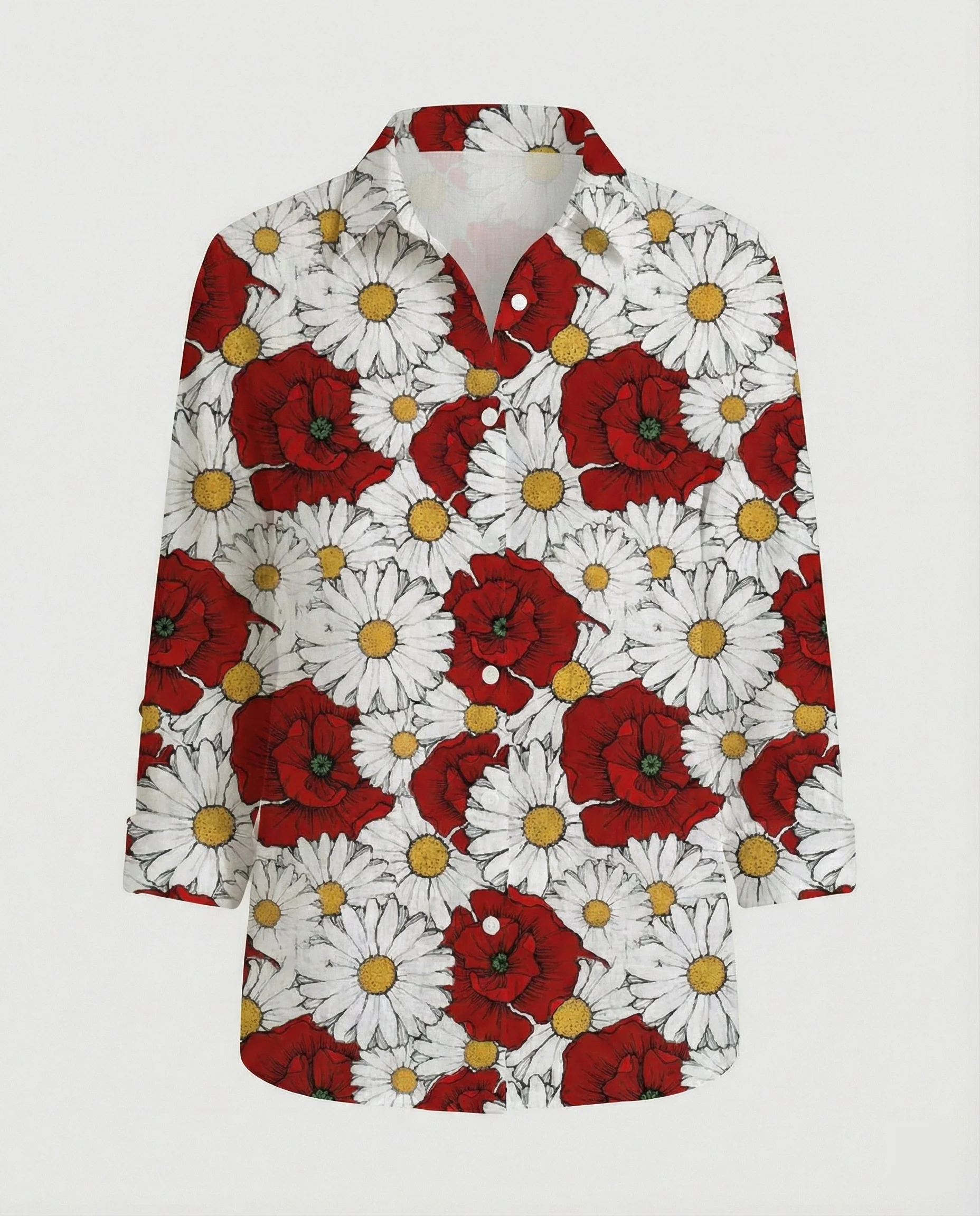 Leinenoptik Bluse Damen Floral - Image 27