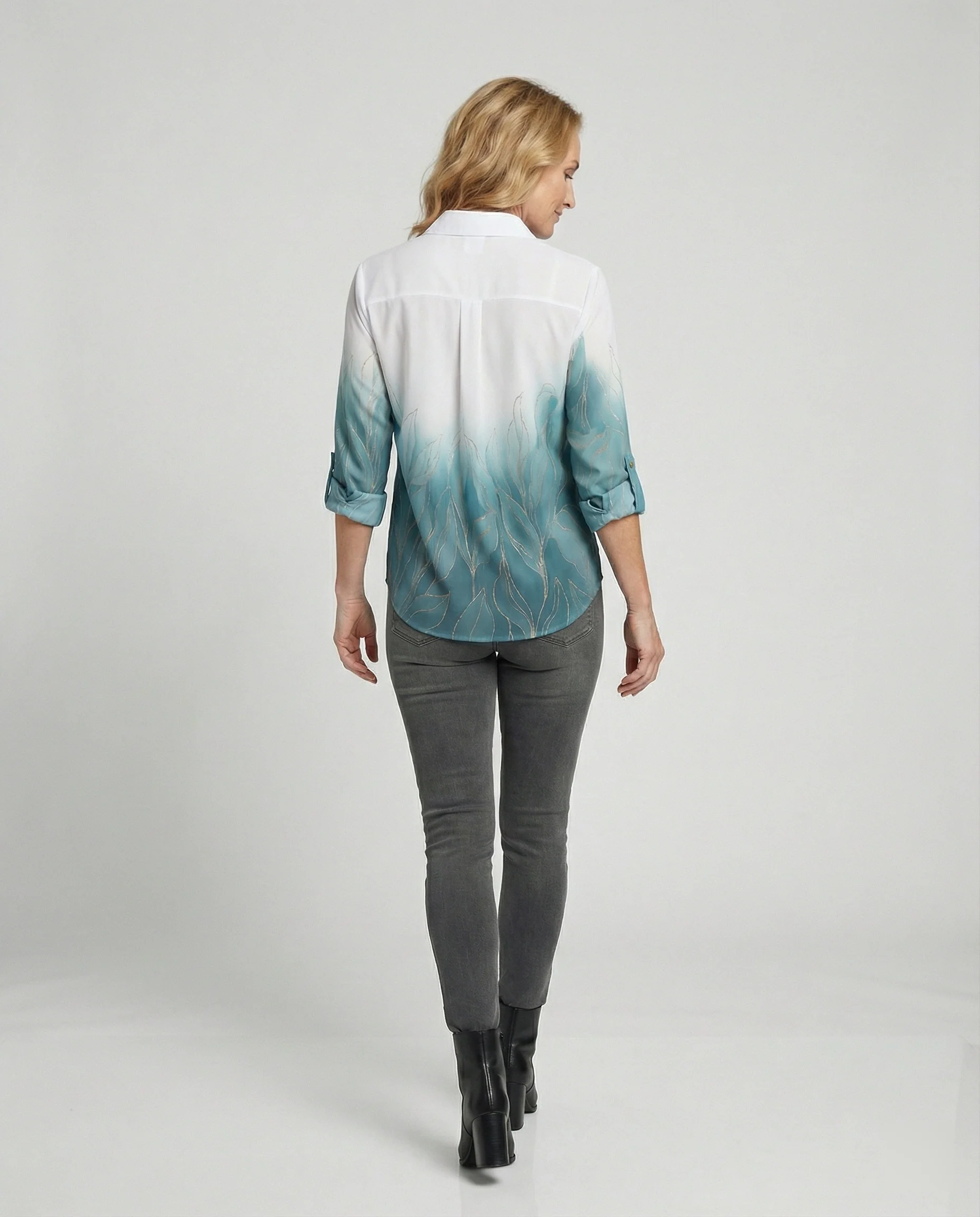 Leinenoptik Bluse Damen Floral - Image 5