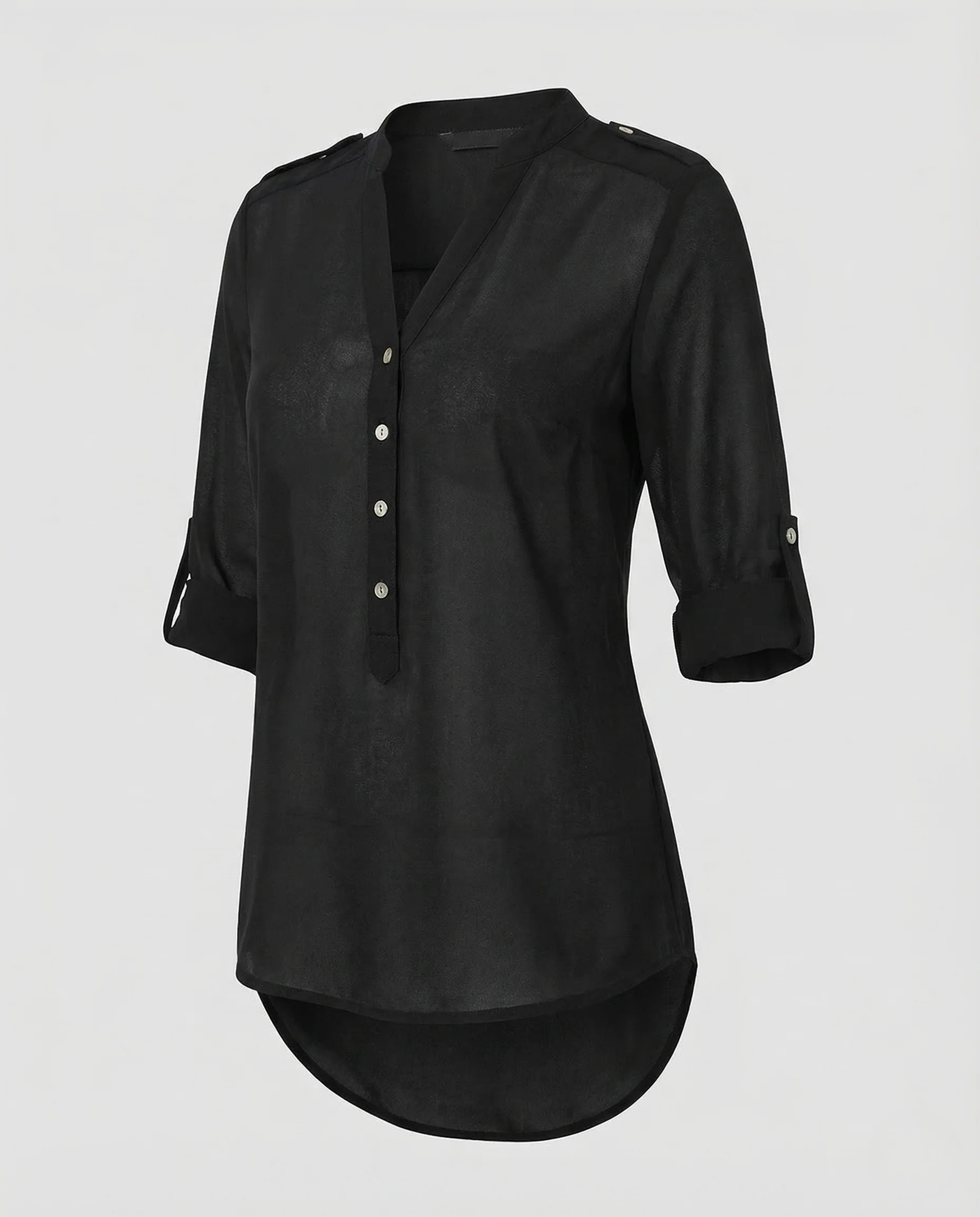 Damen Chiffon Tunika Bluse V Ausschnitt - Image 5