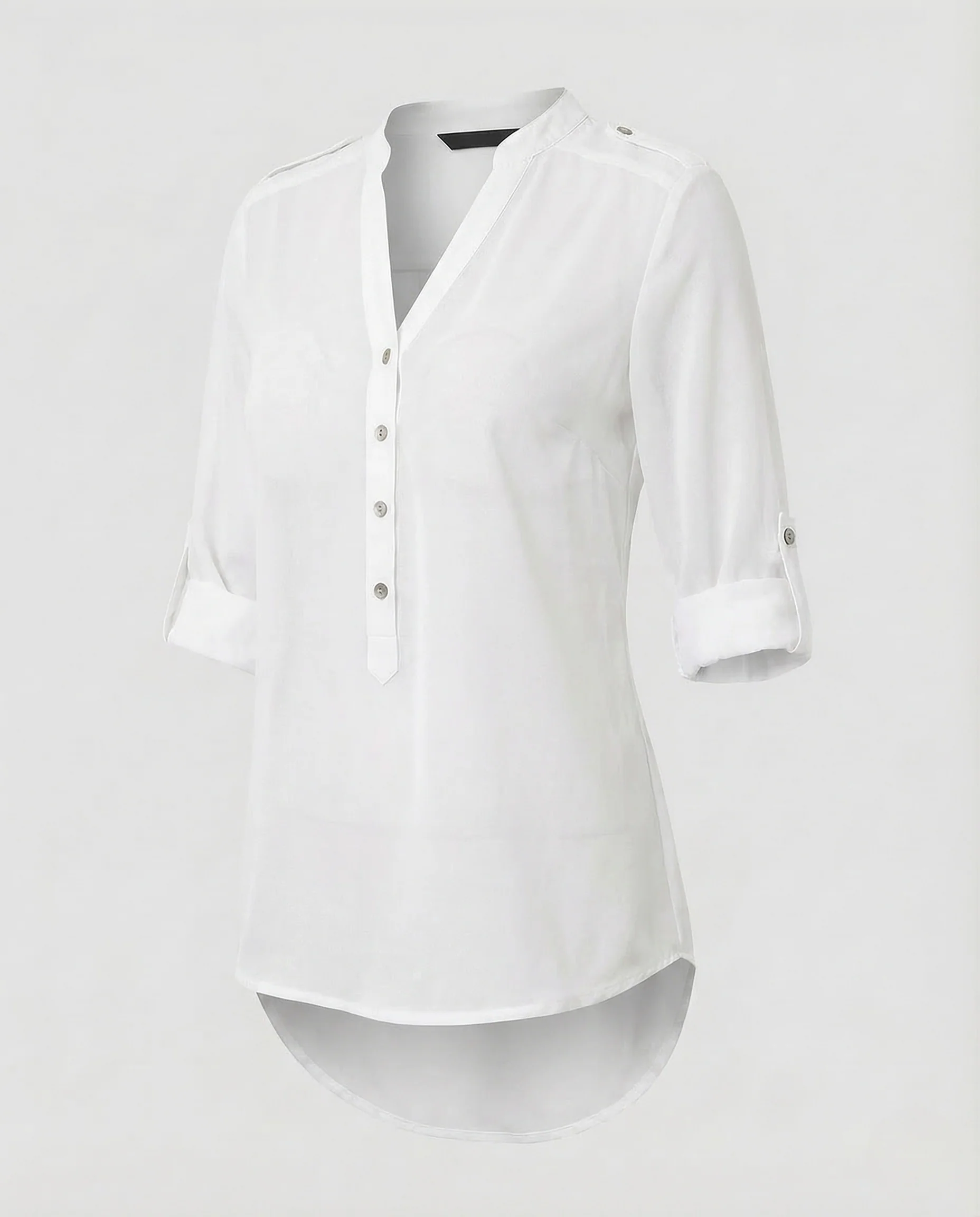 Damen Chiffon Tunika Bluse V Ausschnitt - Image 6