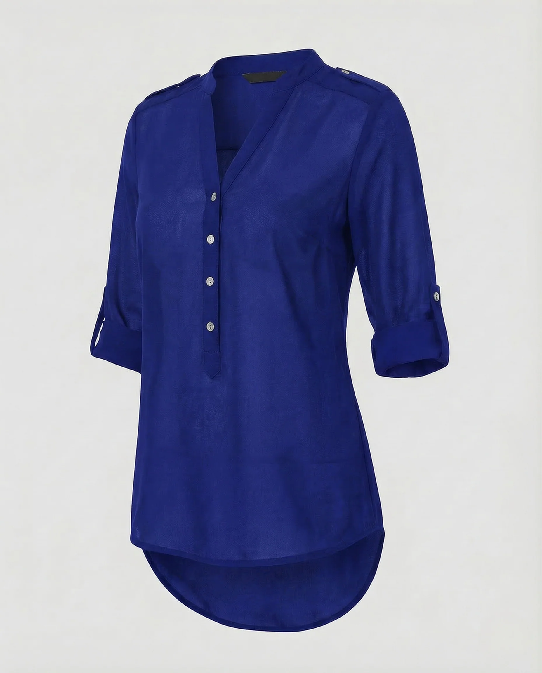 Damen Chiffon Tunika Bluse V Ausschnitt - Image 7