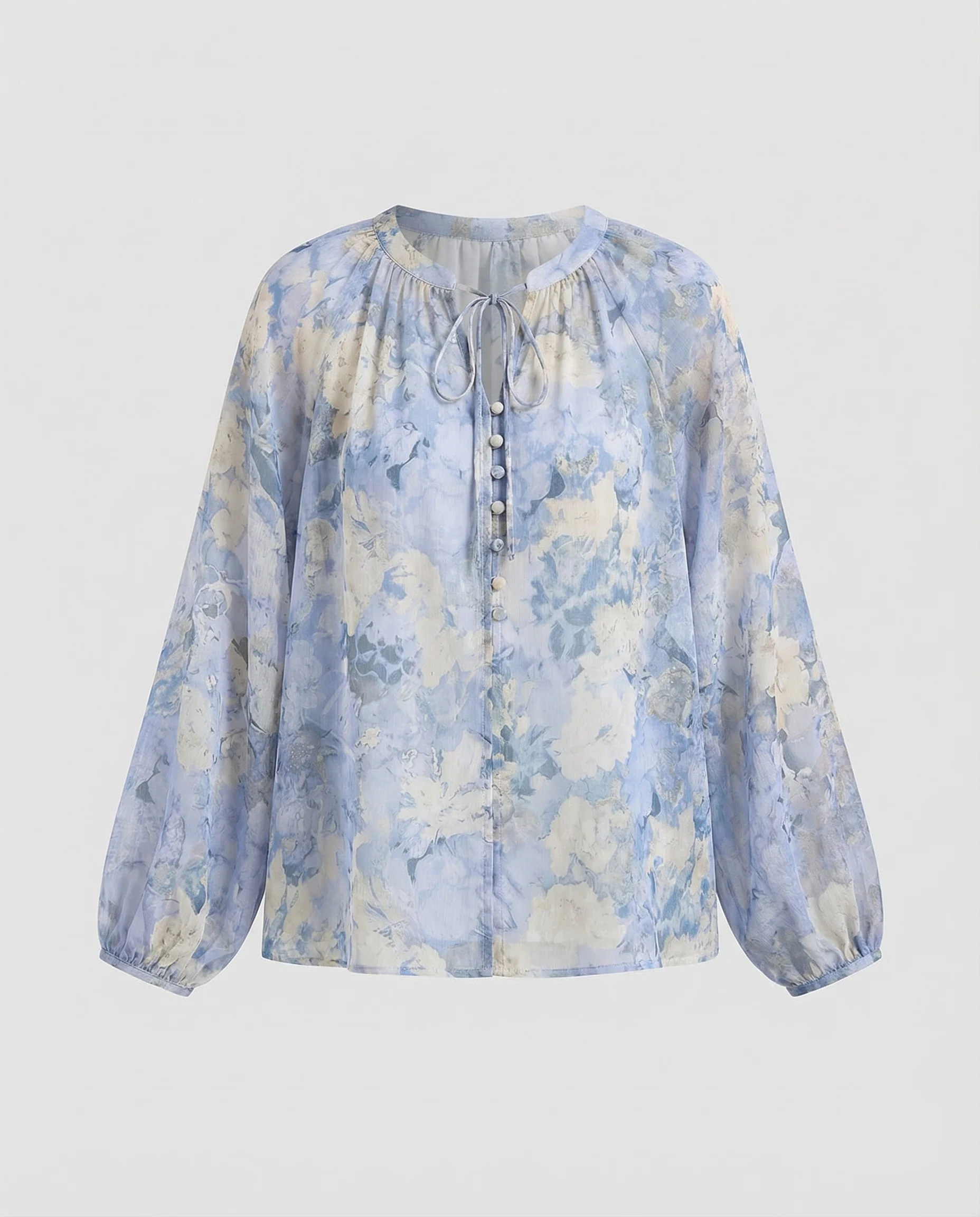 Damen Chiffonbluse mit Aquarellmuster - Image 5