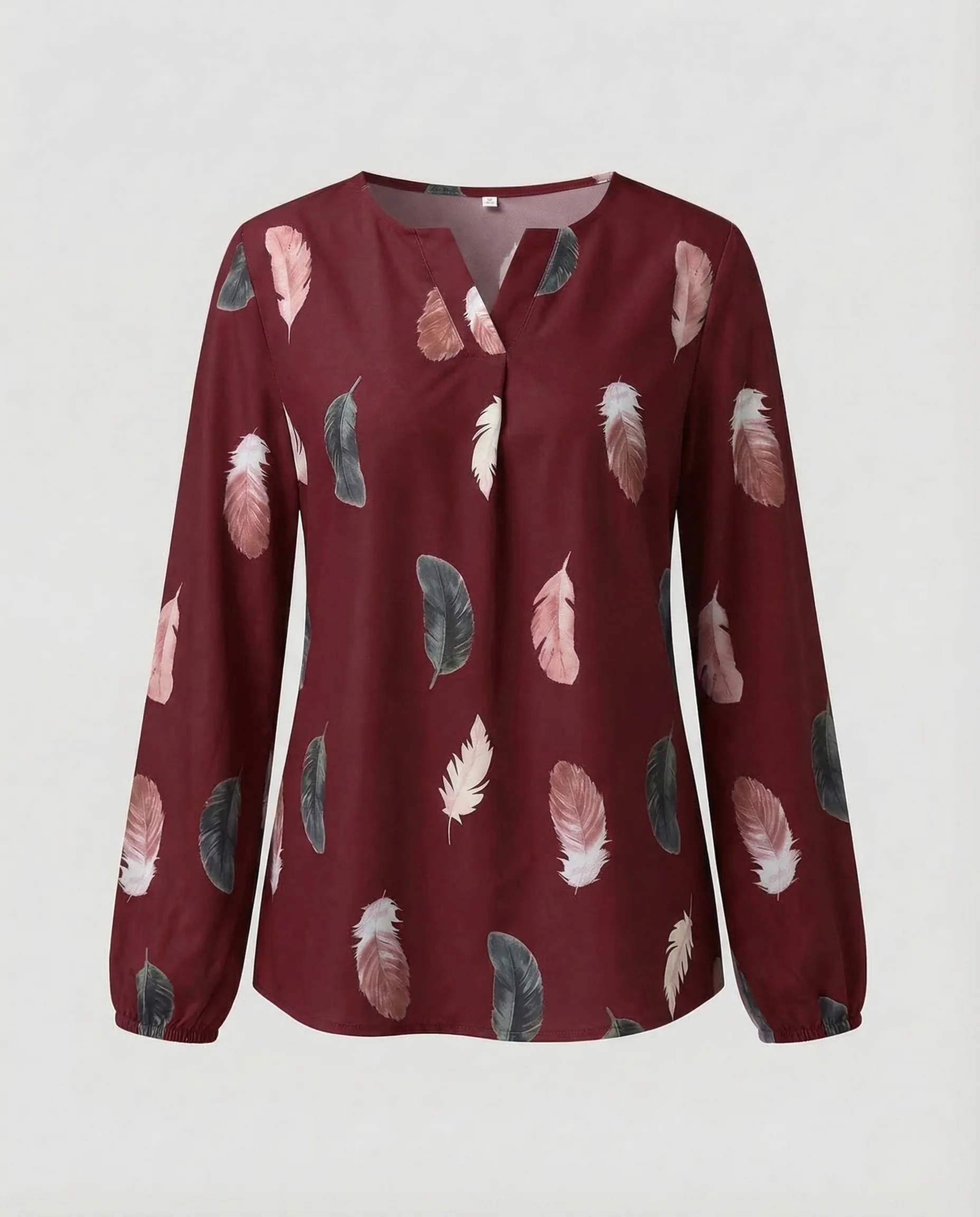 Damen Chiffonbluse Federmotiv Ballonärmel - Image 7
