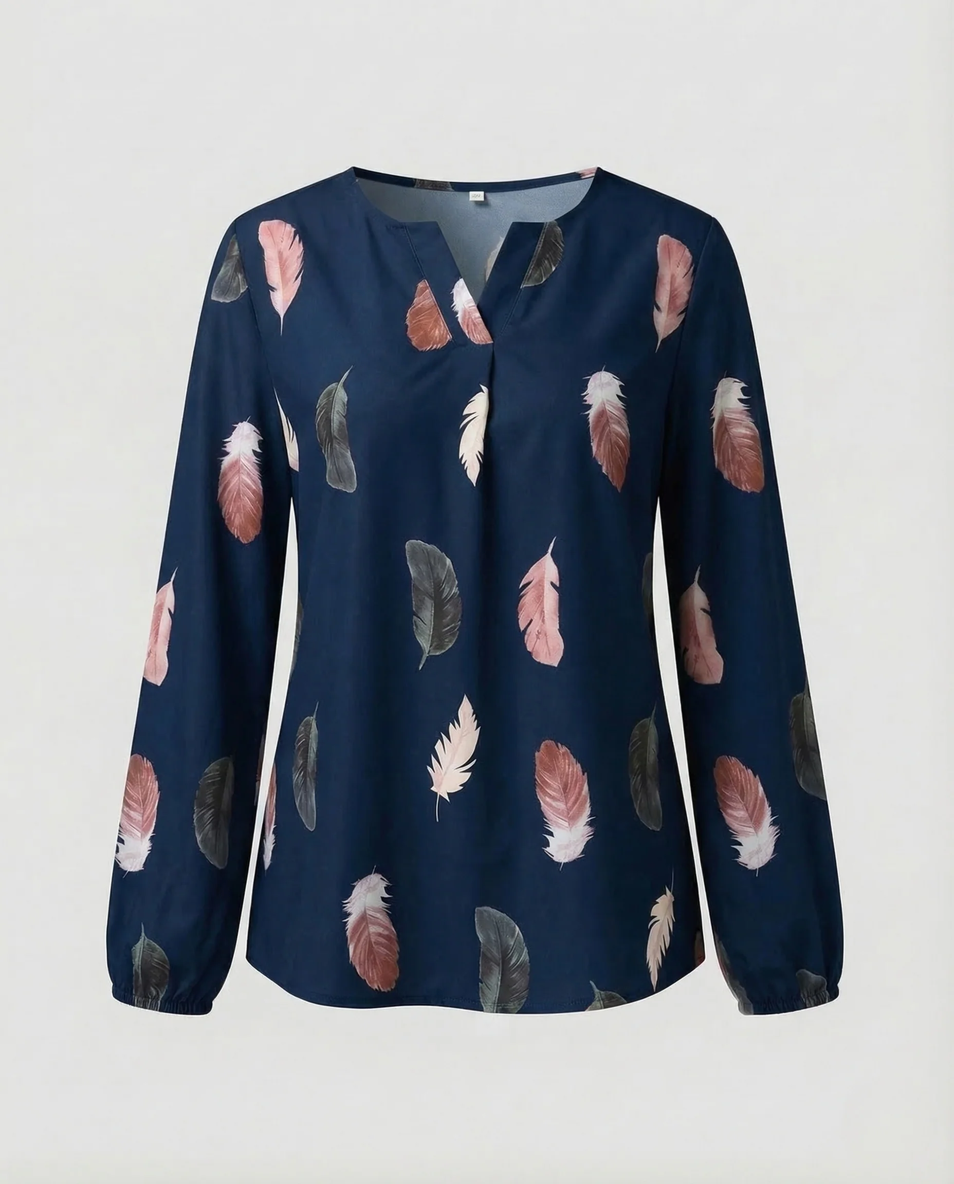 Damen Chiffonbluse Federmotiv Ballonärmel - Image 8