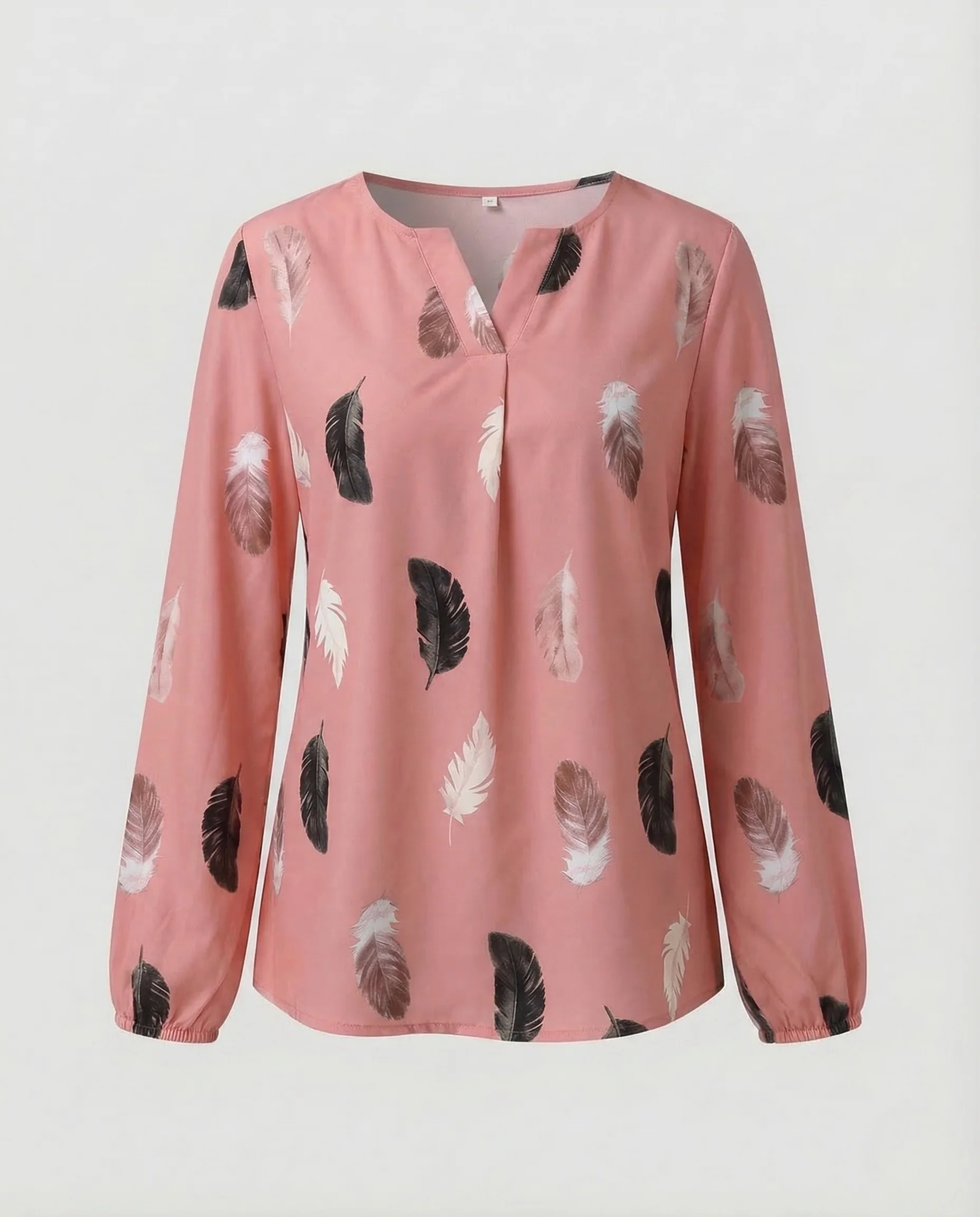 Damen Chiffonbluse Federmotiv Ballonärmel - Image 9